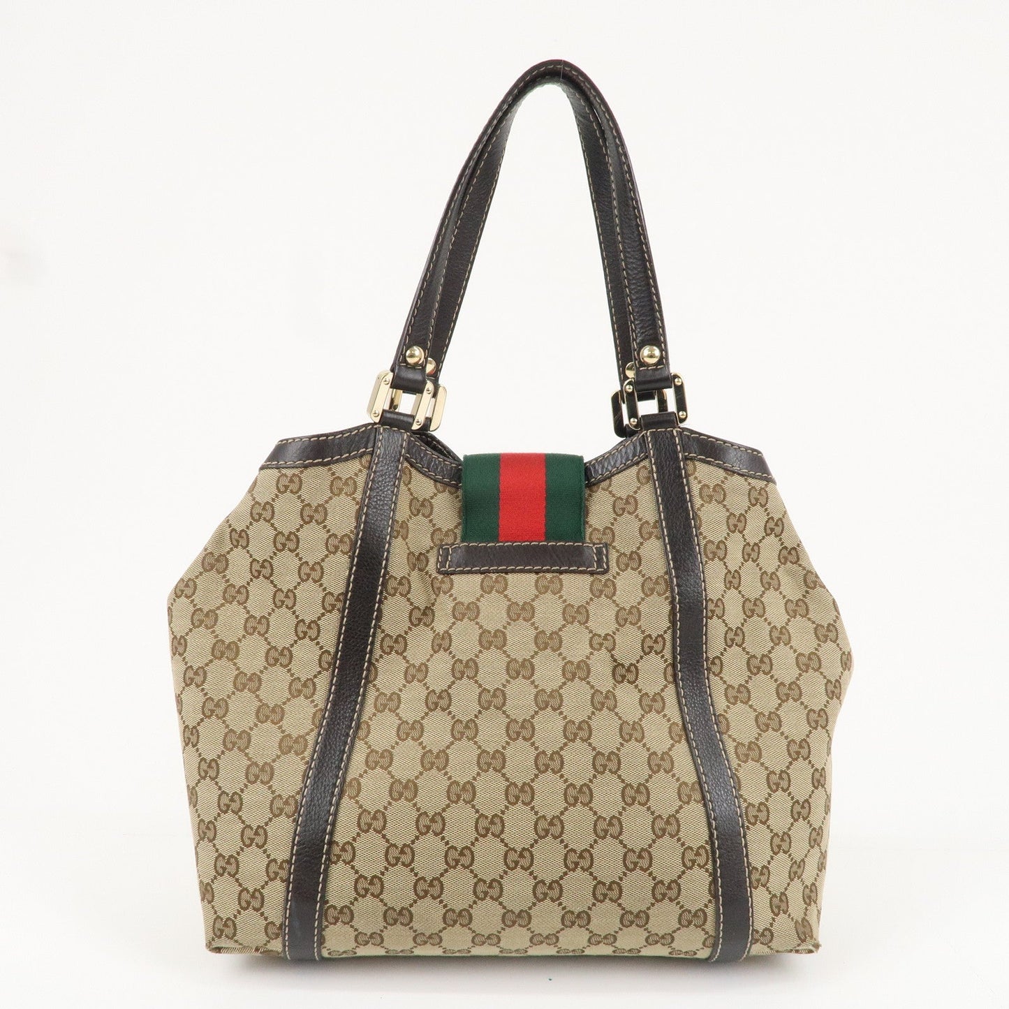 GUCCI Sherry GG Canvas Leather Tote Hand Bag Beige 233607