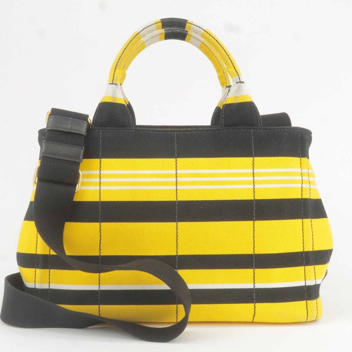 Prada Canapa Mini Canvas 2Way Bag Shoulder Bag Yellow Black B2439B