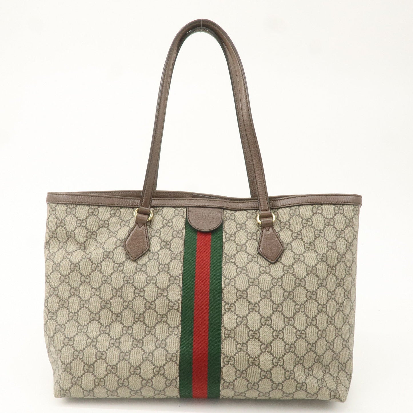 GUCCI Ophidia Sherry GG Supreme Leather Tote Bag Beige Brown 63165