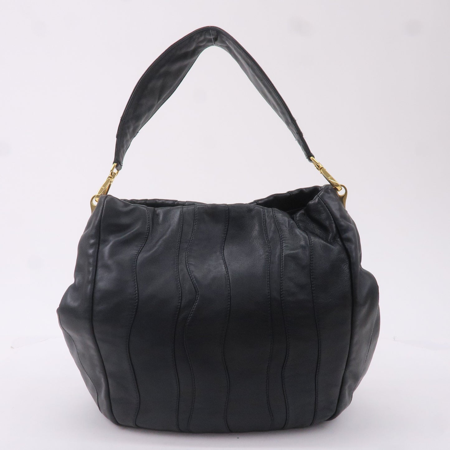 Prada Leather Shoulder Bag Hand Bag Black