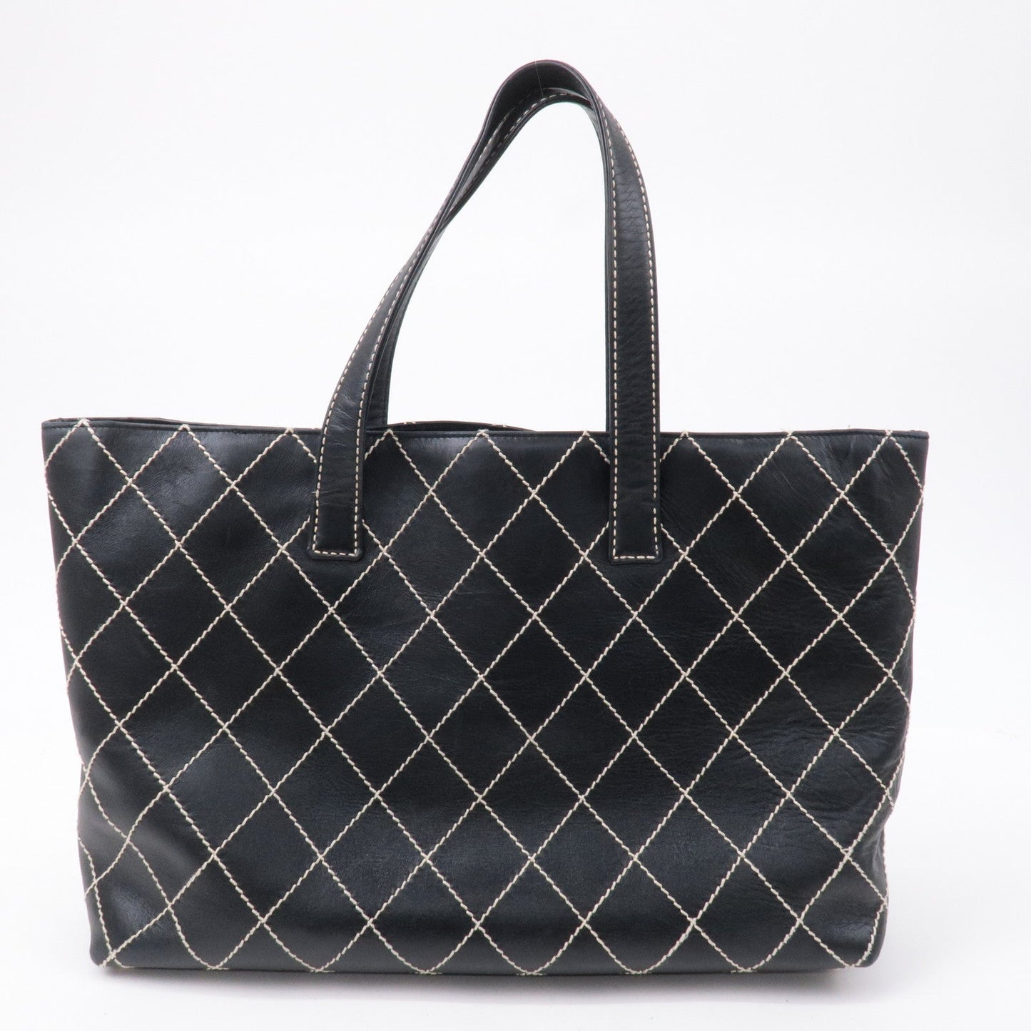 CHANEL Wild Stich Matelasse Leather Tote Bag Black