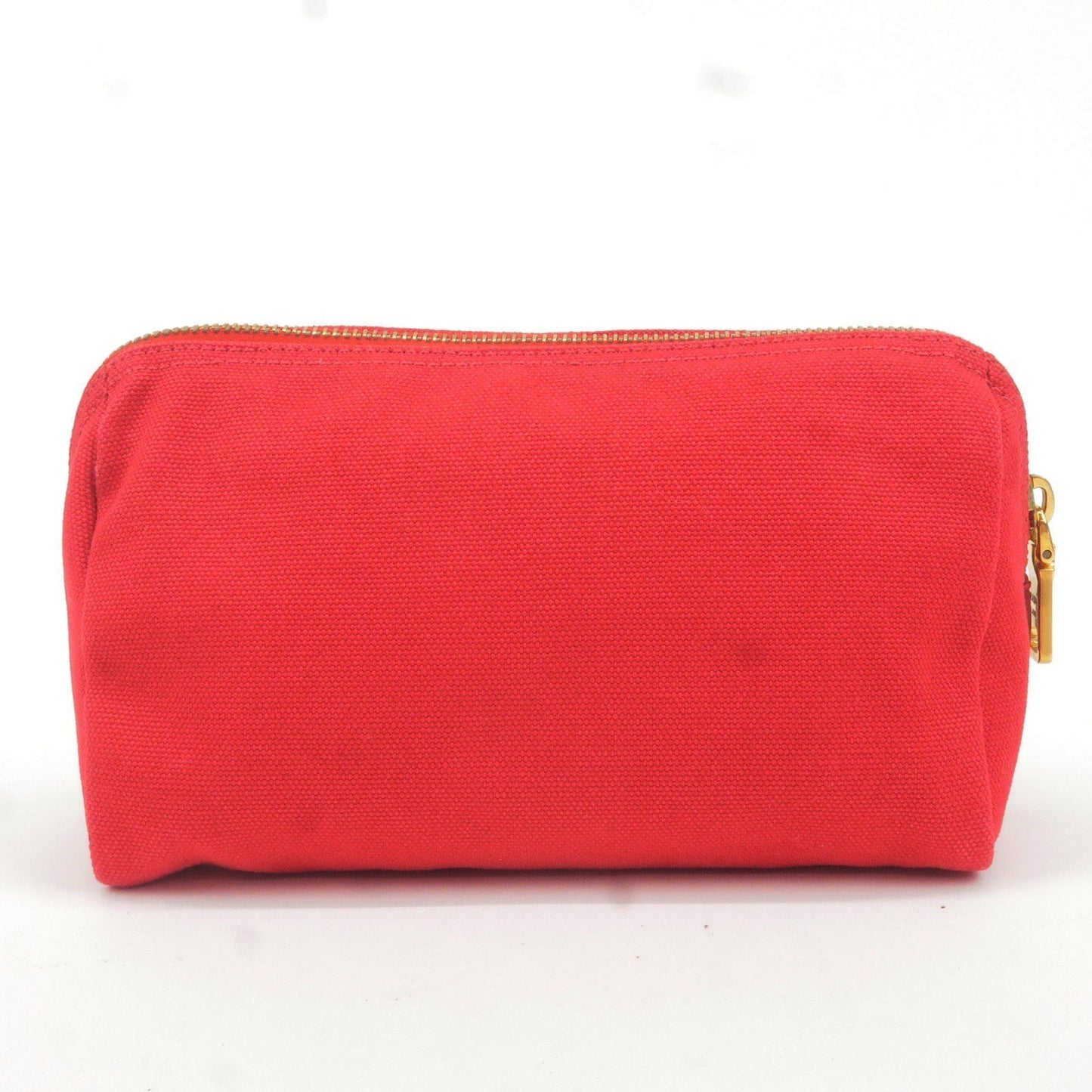 Prada Logo Canvas Pouch Clutch Bag Red Gold Hardware 1N0693