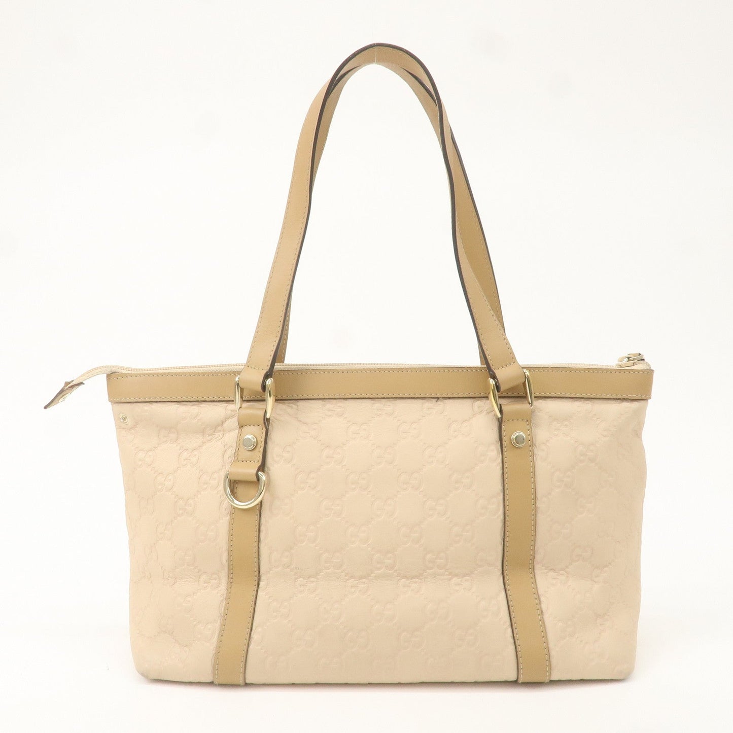 GUCCI Gussima Leather Tote Bag Shoulder Bag Beige 272399 Outlet