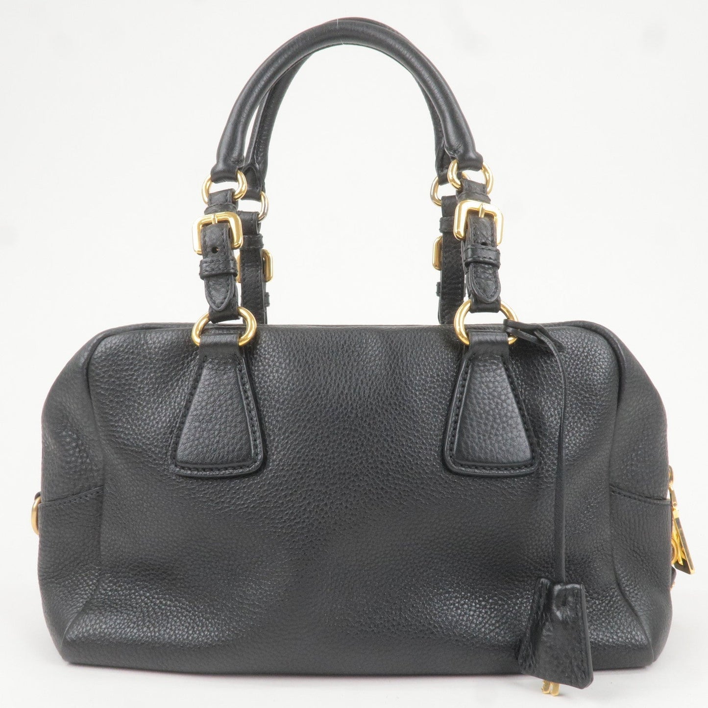 Prada Logo Leather Mini Boston Bag Shoulder Bag Black B3091M