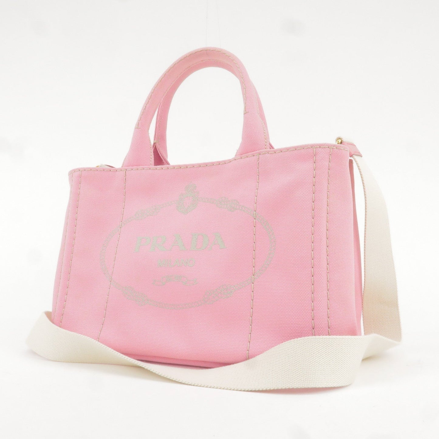 Prada Canapa Mini Canvas 2Way Bag Shoulder Bag Pink 1BG439