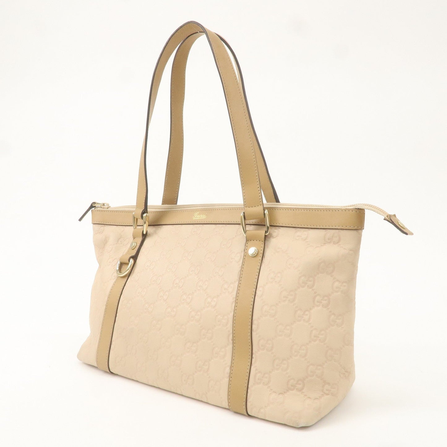 GUCCI Gussima Leather Tote Bag Shoulder Bag Beige 272399 Outlet