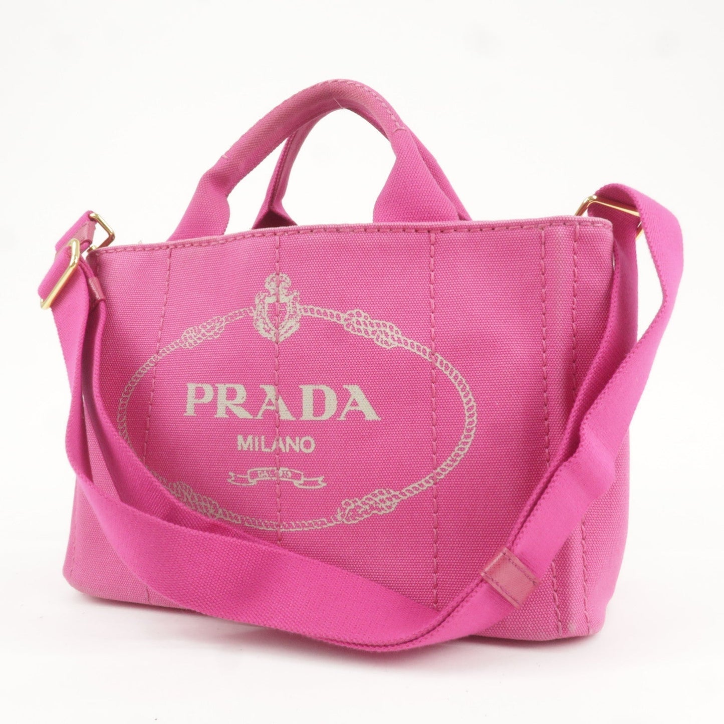 Prada Canapa Mini Canvas 2Way Bag Shoulder Bag Pink B2439G