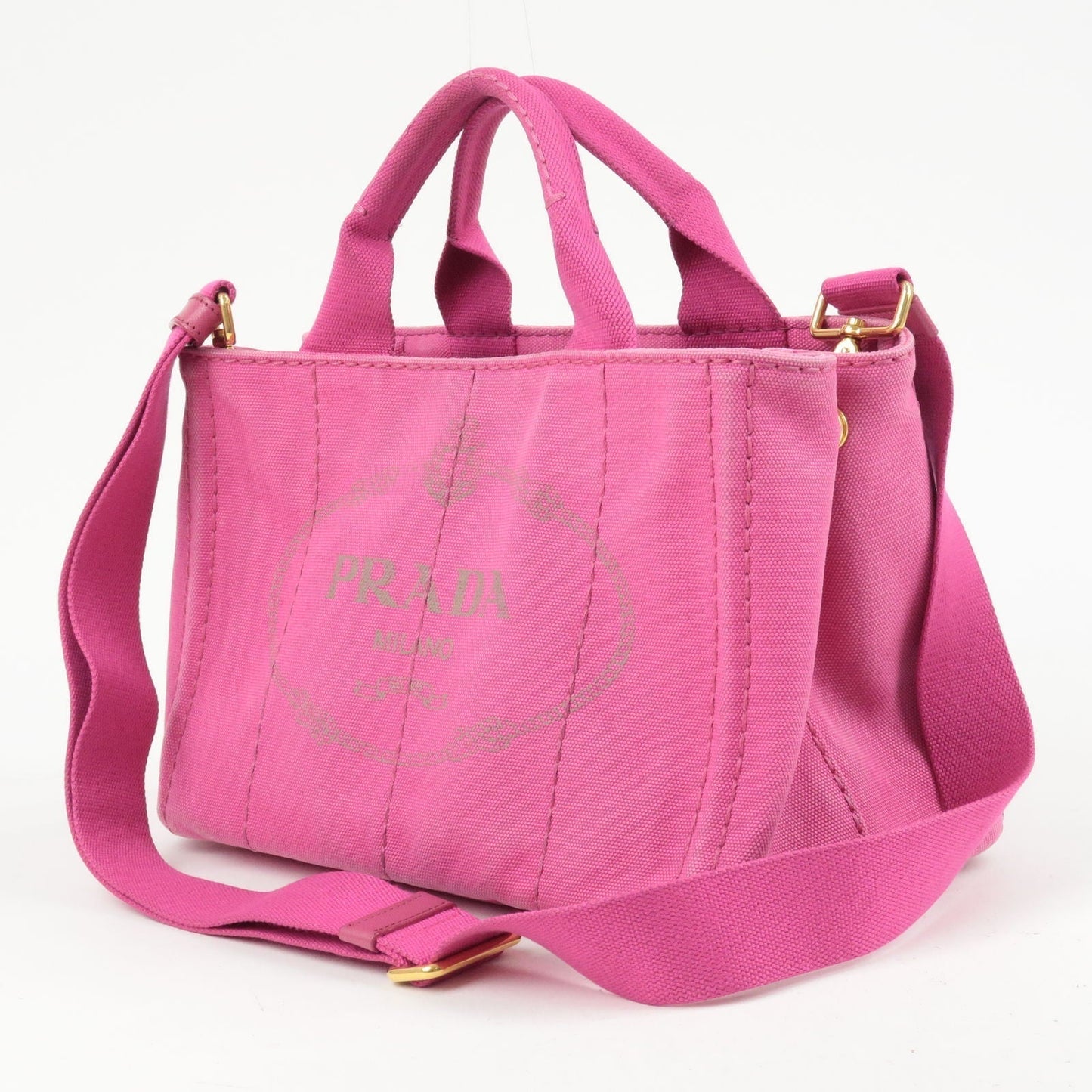 Prada Canapa Mini Canvas 2Way Bag Shoulder Bag Hand Bag Pink