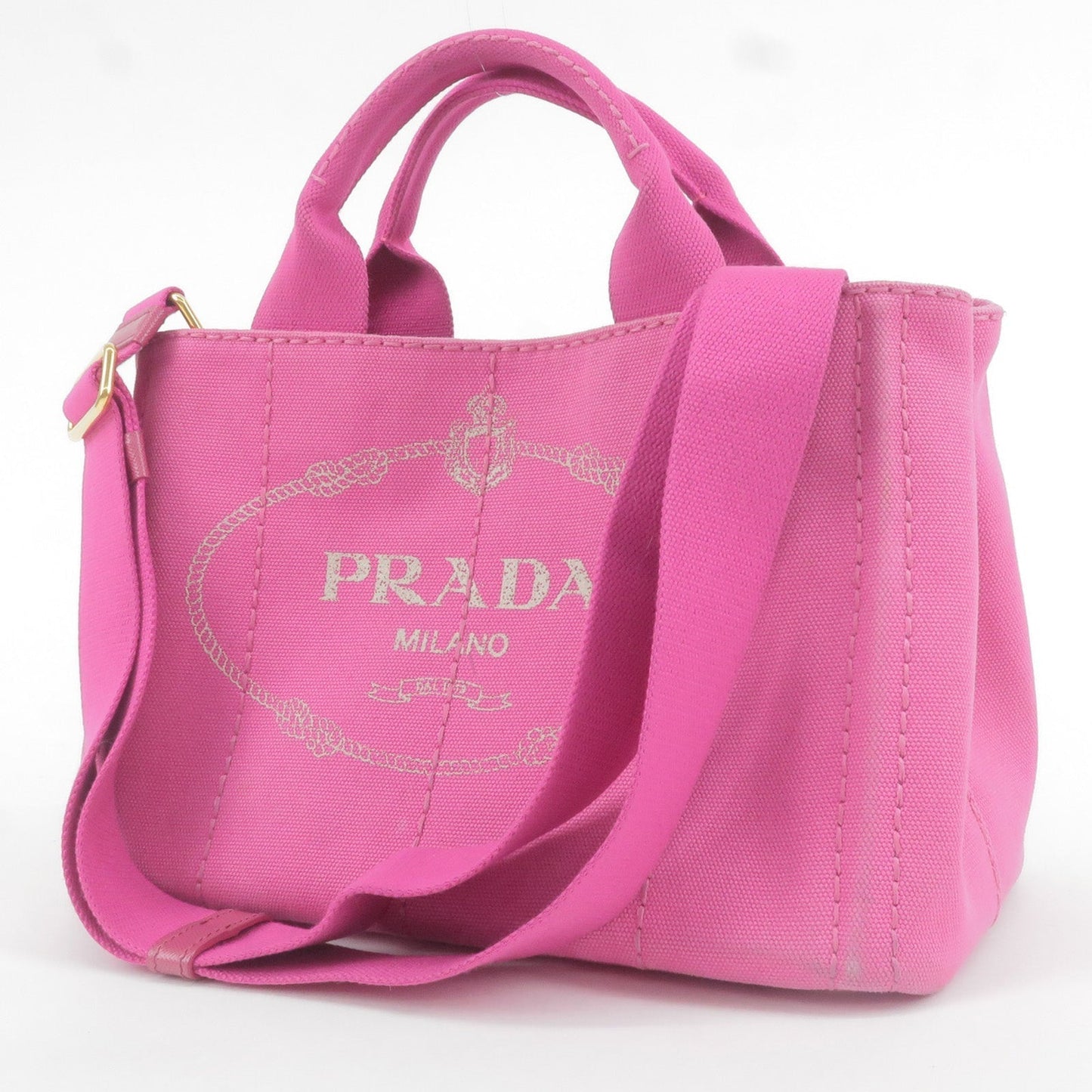 Prada Canapa Mini Canvas 2Way Bag Shoulder Bag Pink 1GB439