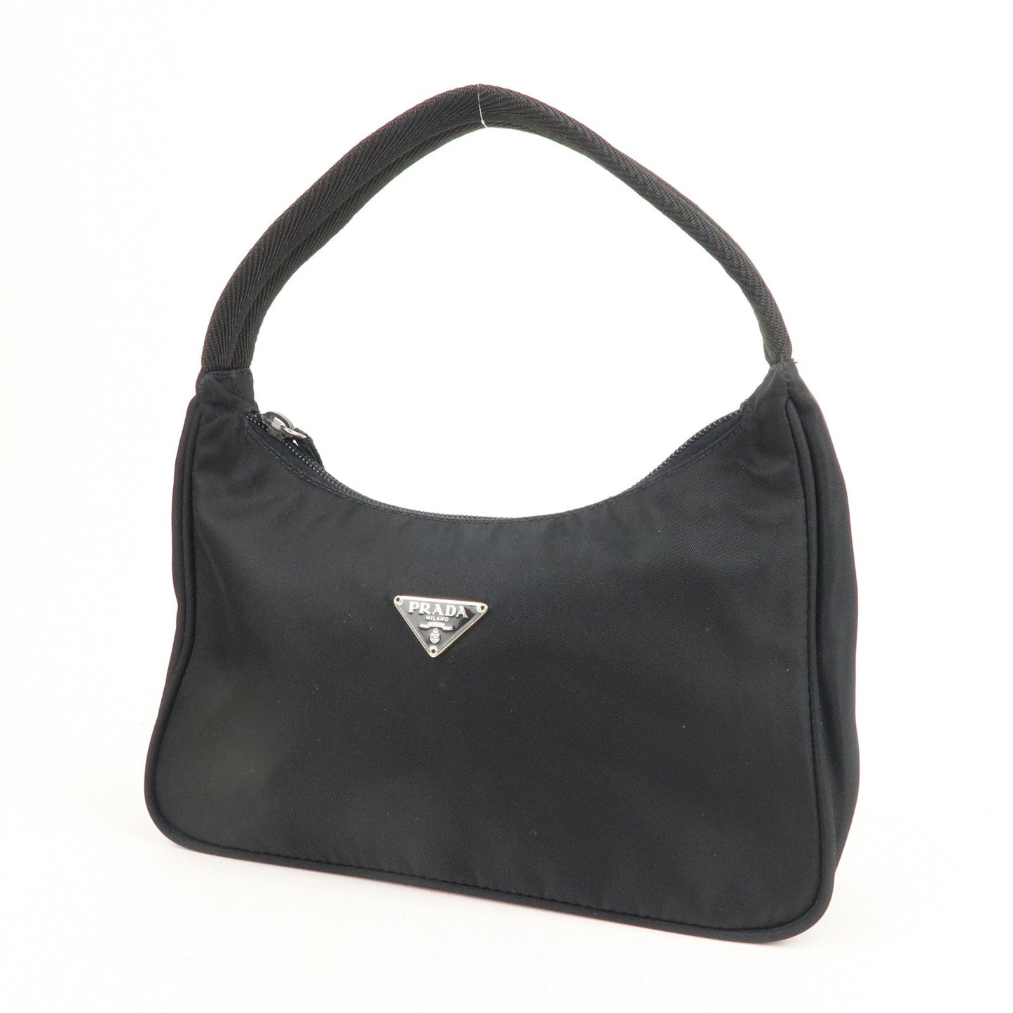 Prada Logo Nylon Hand Bag Pouch Purse Black MV515