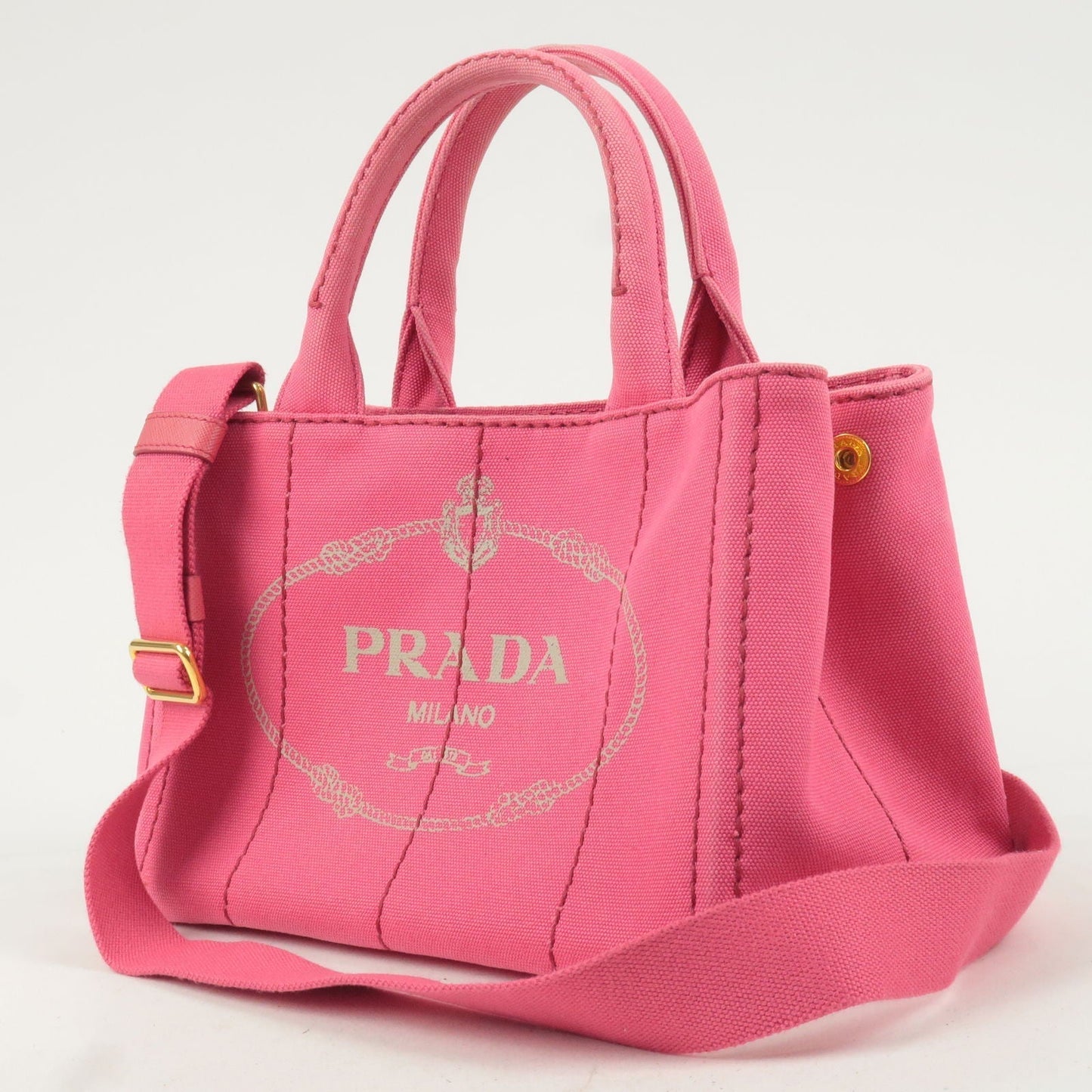 Prada Canapa Mini Canvas 2Way Tote Bag Pink 1BG439