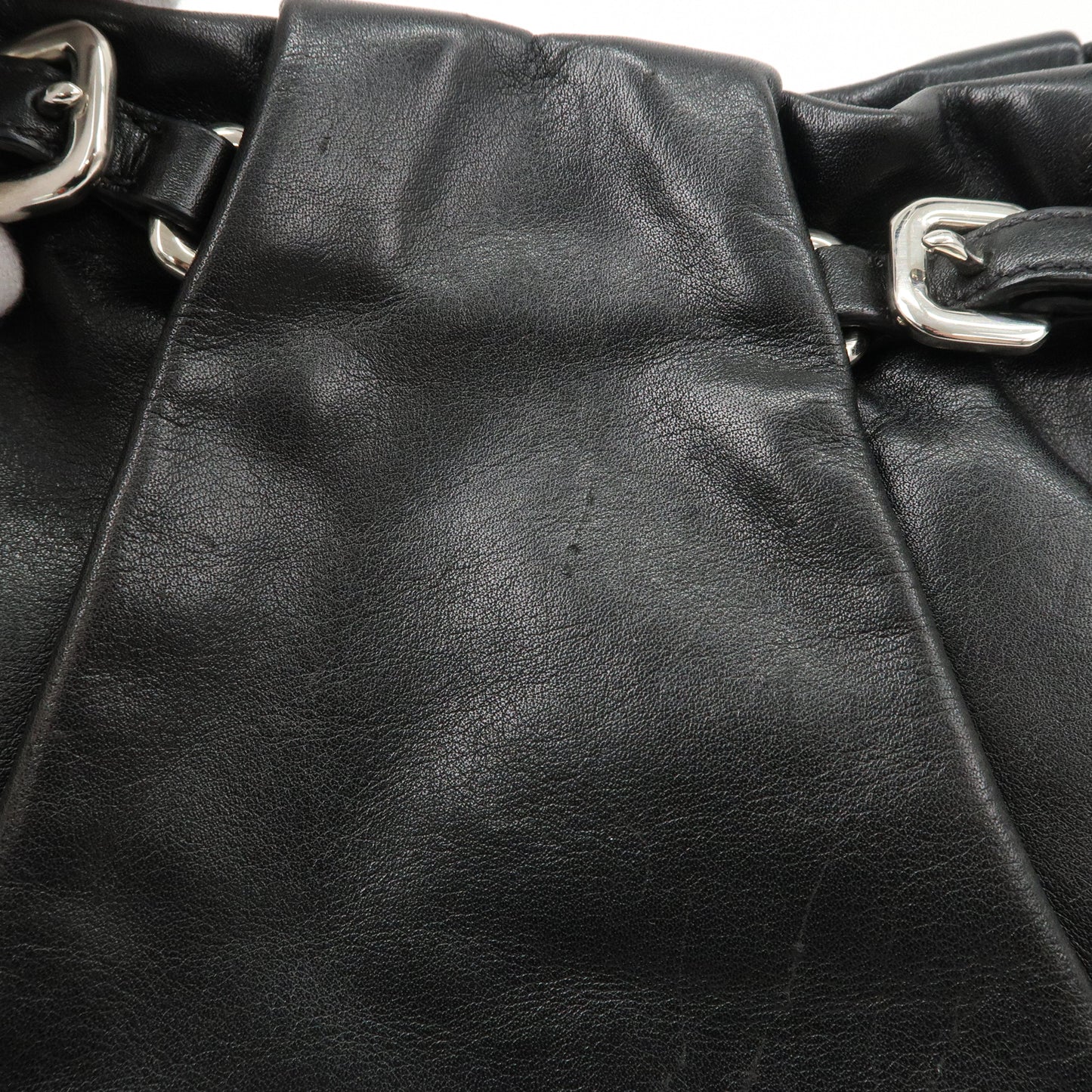 Prada Logo Leather Shoulder Bag Hand Bag Black BR3795