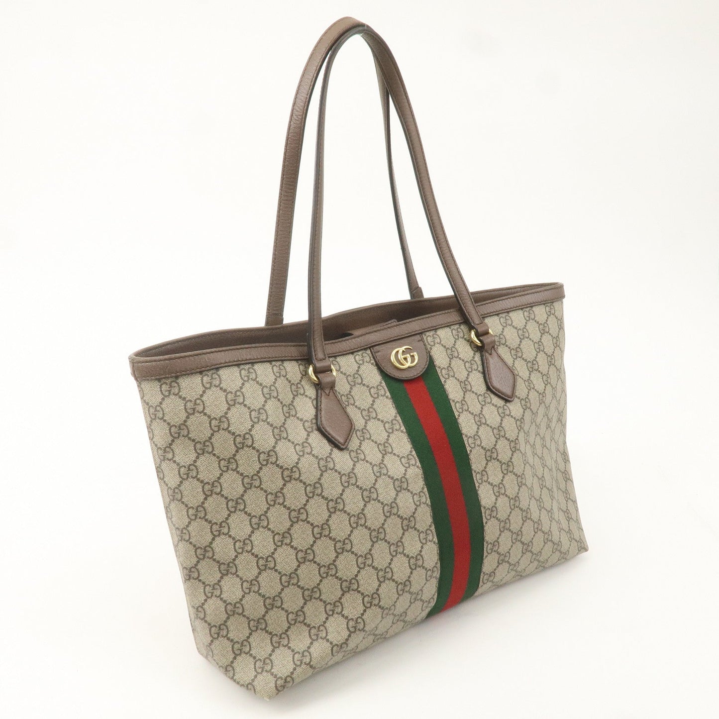 GUCCI Ophidia Sherry GG Supreme Leather Tote Bag Beige Brown 63165