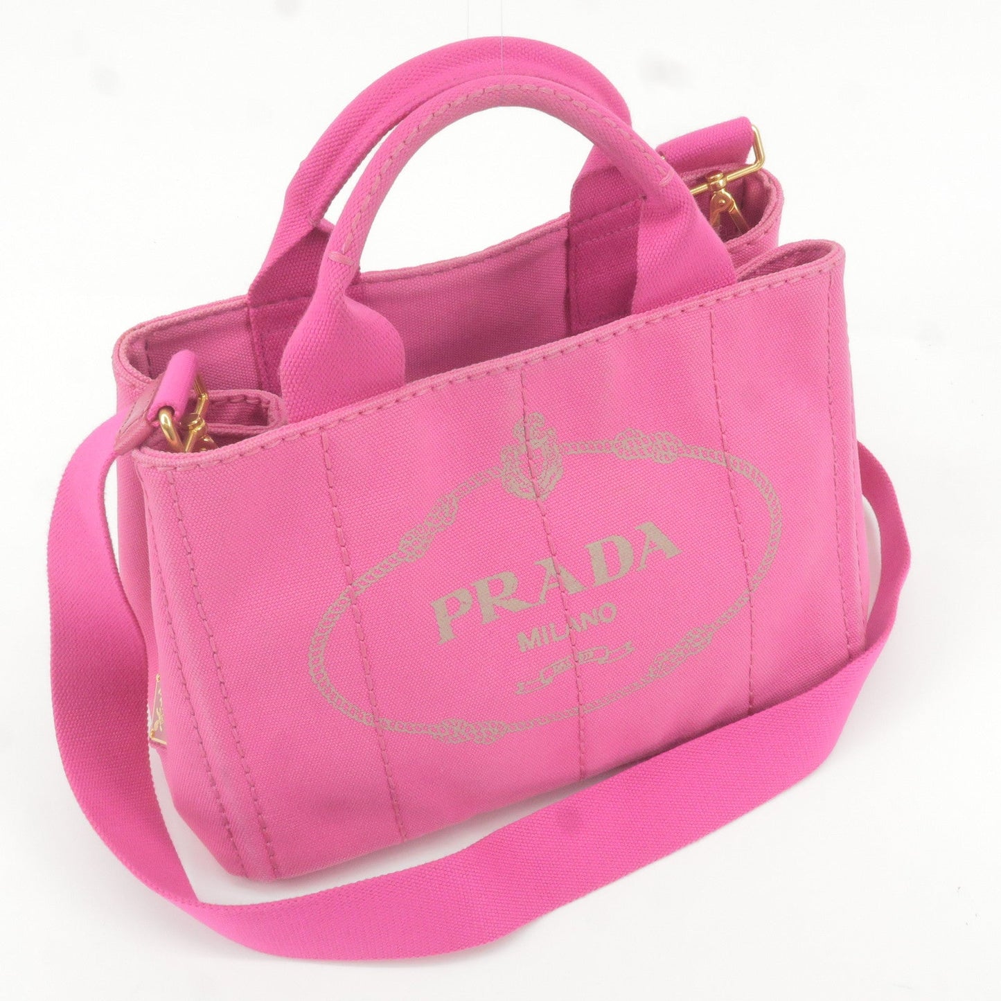 Prada Canapa Mini Canvas 2Way Bag Shoulder Bag Hand Bag Pink