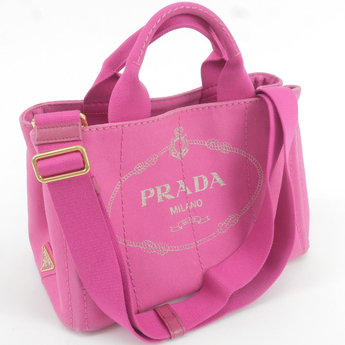 Prada Canapa Mini Canvas 2Way Bag Shoulder Bag Pink 1GB439