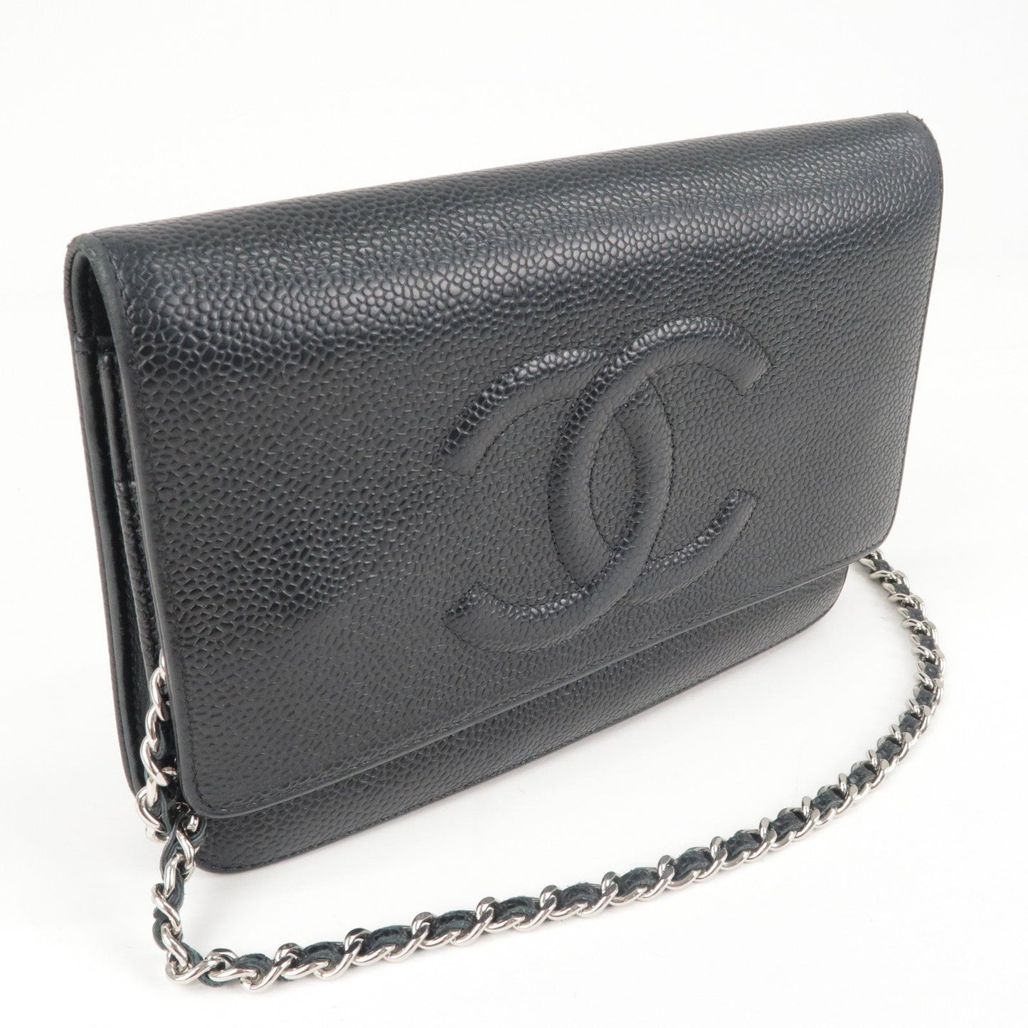 CHANEL Coco Mark Caviar Skin Chain Wallet Shoulder Bag A48654