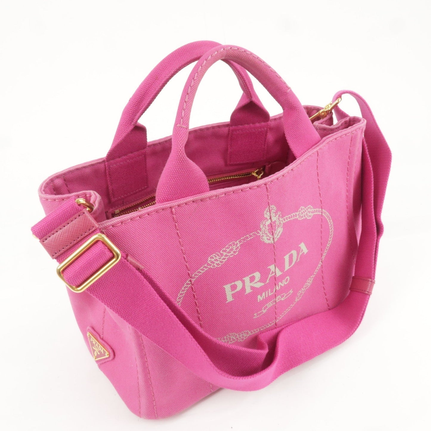 Prada Canapa Mini Canvas 2Way Bag Shoulder Bag Pink B2439G