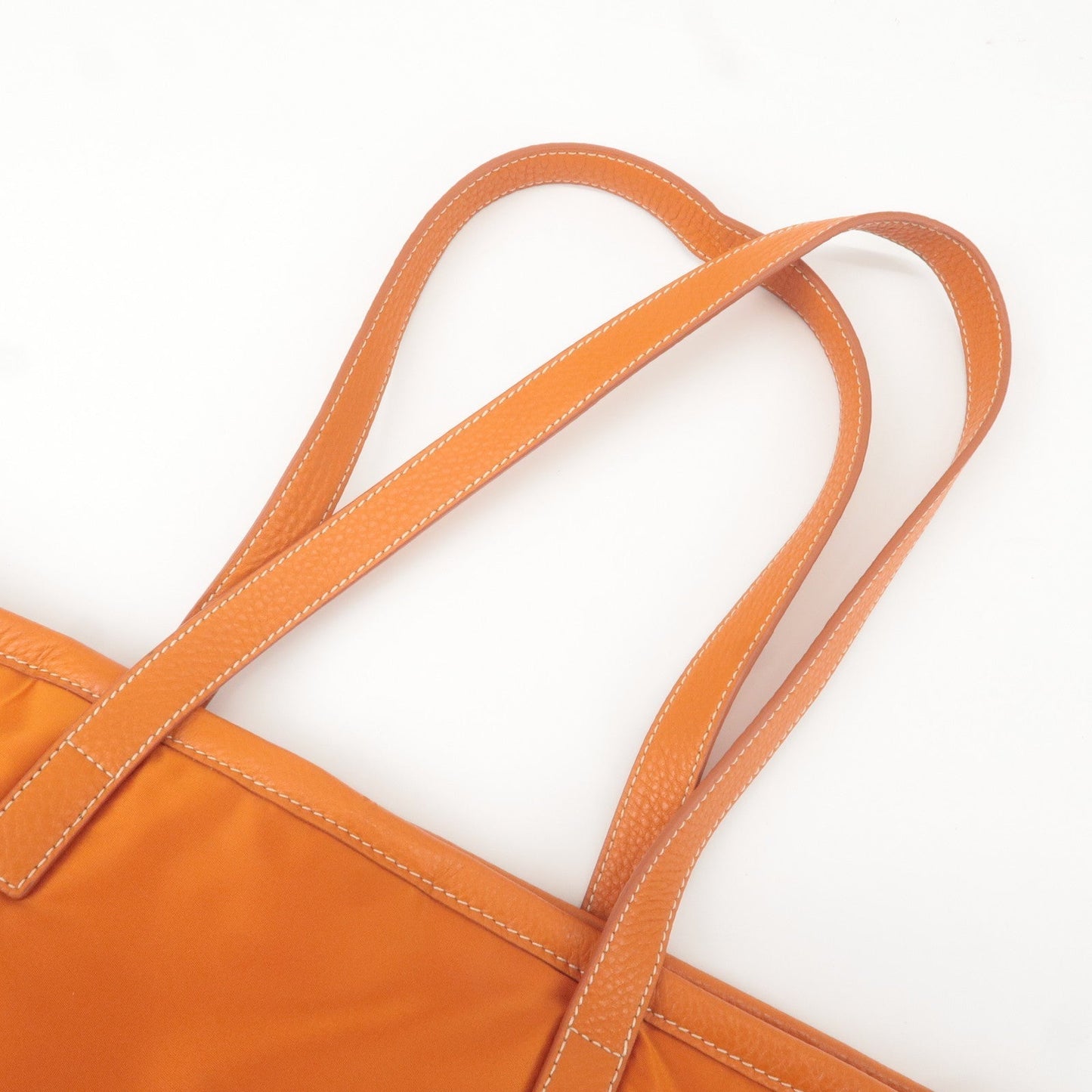 Prada Nylon Leather Tote Bag Shoulder Bag Orange BR4634