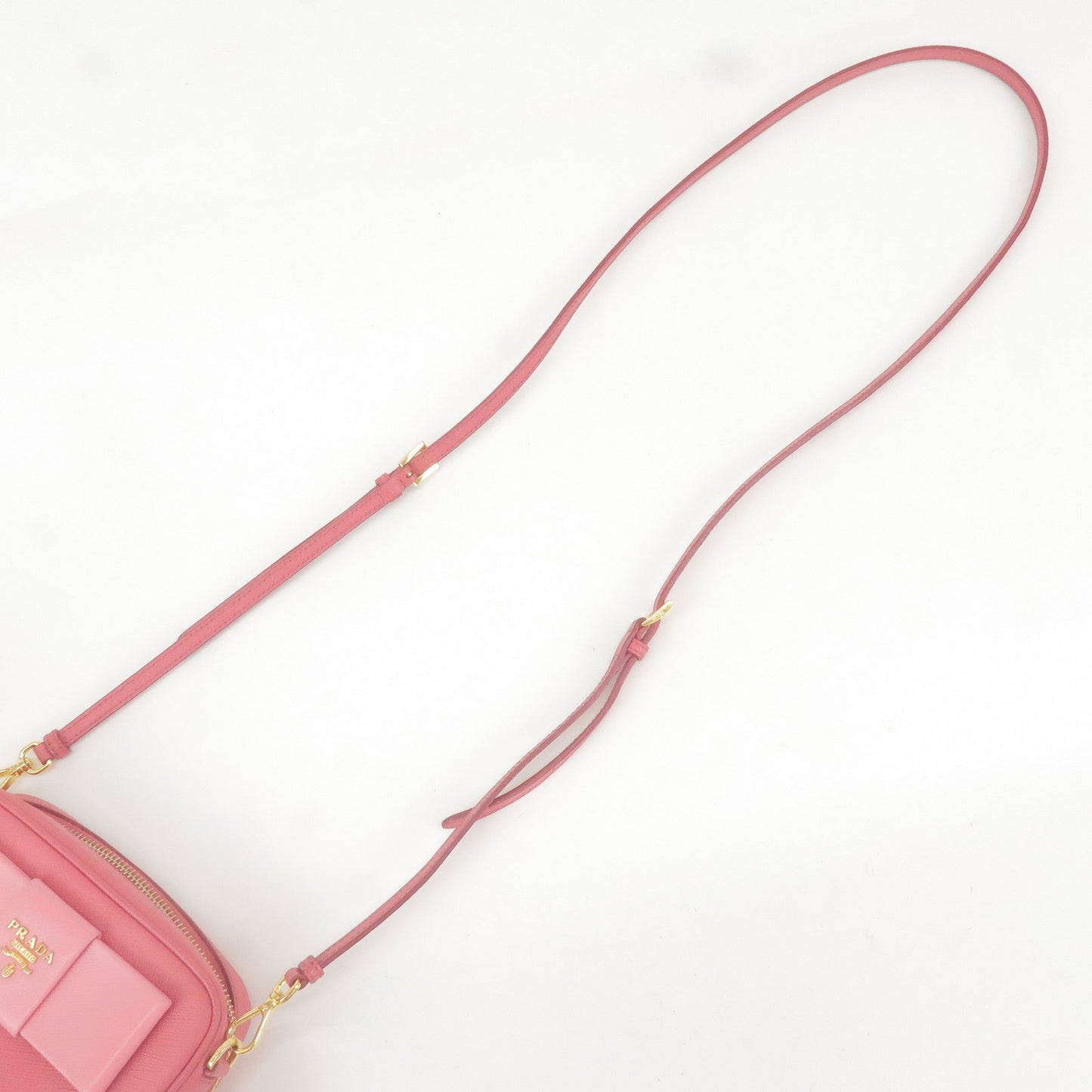 Prada Bow Ribbon Leather Shoulder Bag Purse Pink