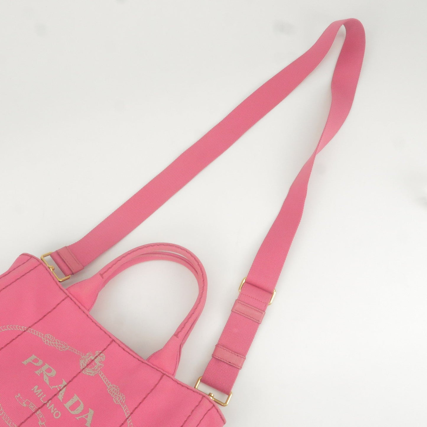 Prada Canapa Mini Canvas 2Way Bag Shoulder Bag Pink 1BG439