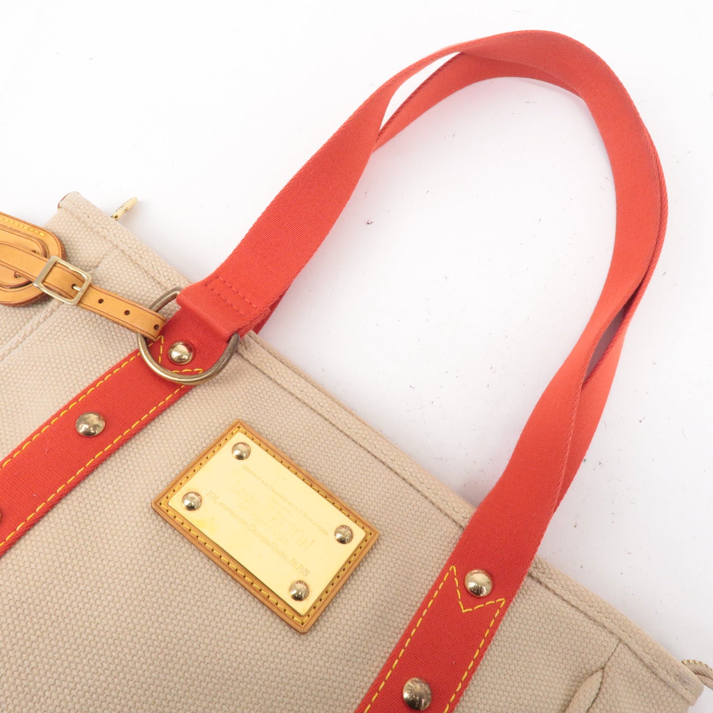 Louis Vuitton Antigua Cabas MM Tote Bag Hand Bag Rouge M40035