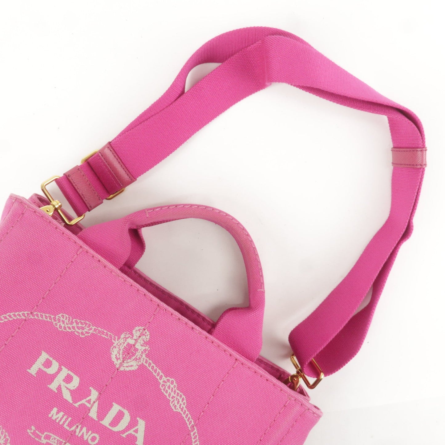 Prada Canapa Mini Canvas 2Way Bag Shoulder Bag Pink B2439G