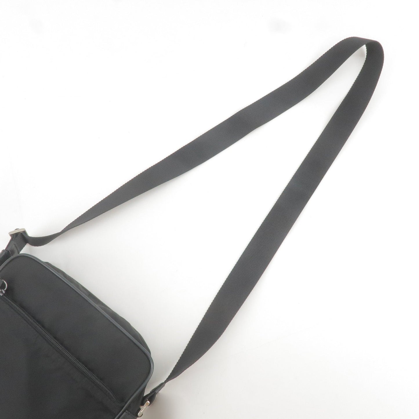 Prada Nylon Leather Shoulder Bag Crossbody Bag NERO Black