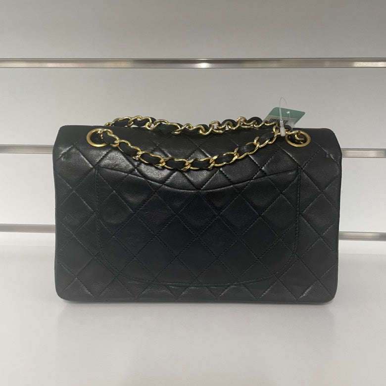 Chanel Classic Double Flap Shoulder Bag,Black,Leather