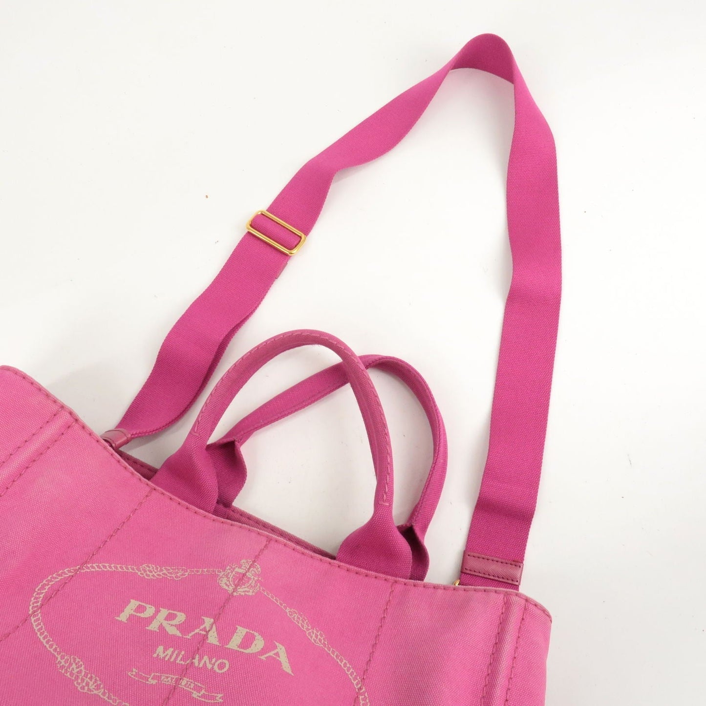 Prada Canapa Canvas 2 Way Shoulder Bag Hand Bag Pink 1BG642