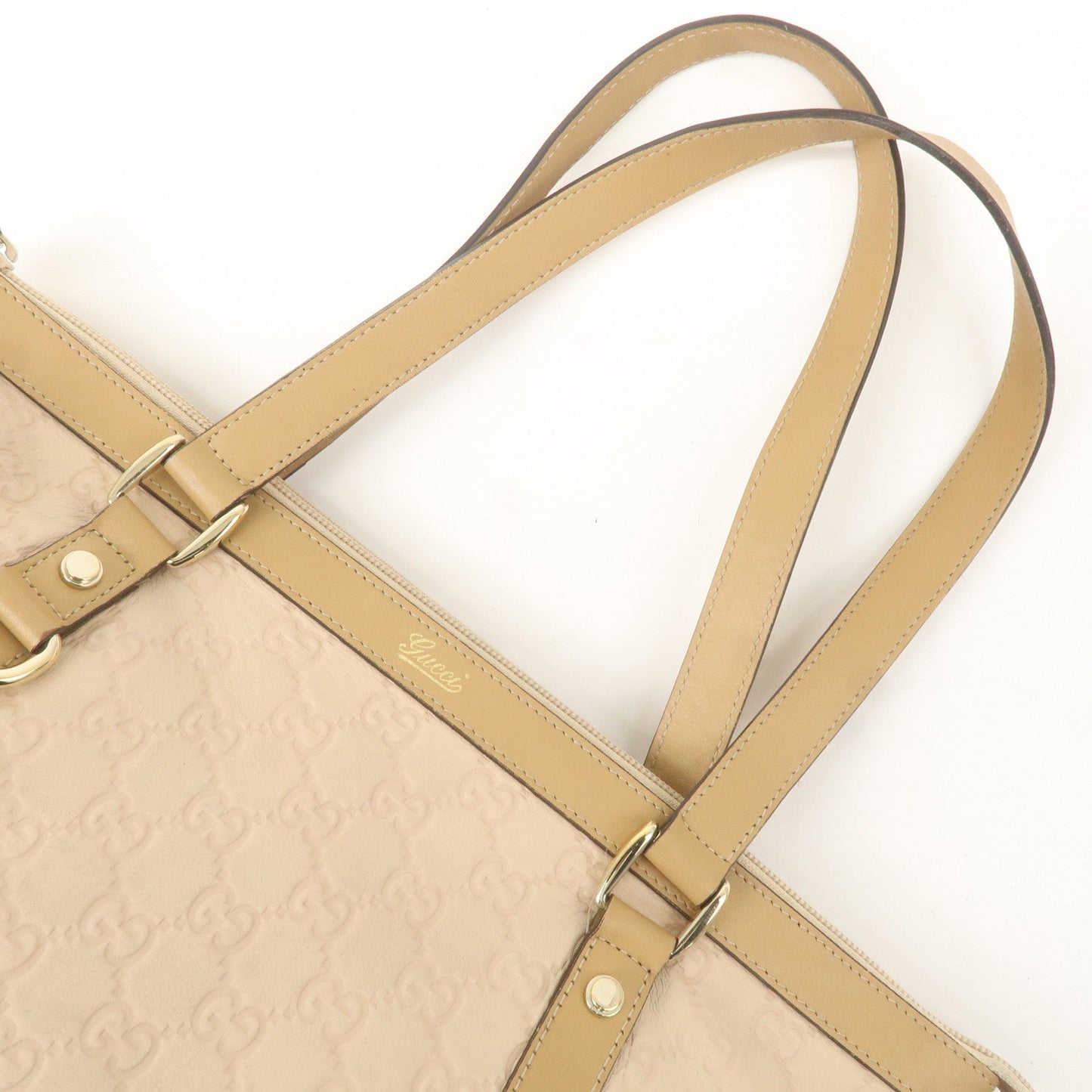 GUCCI Gussima Leather Tote Bag Shoulder Bag Beige 272399 Outlet