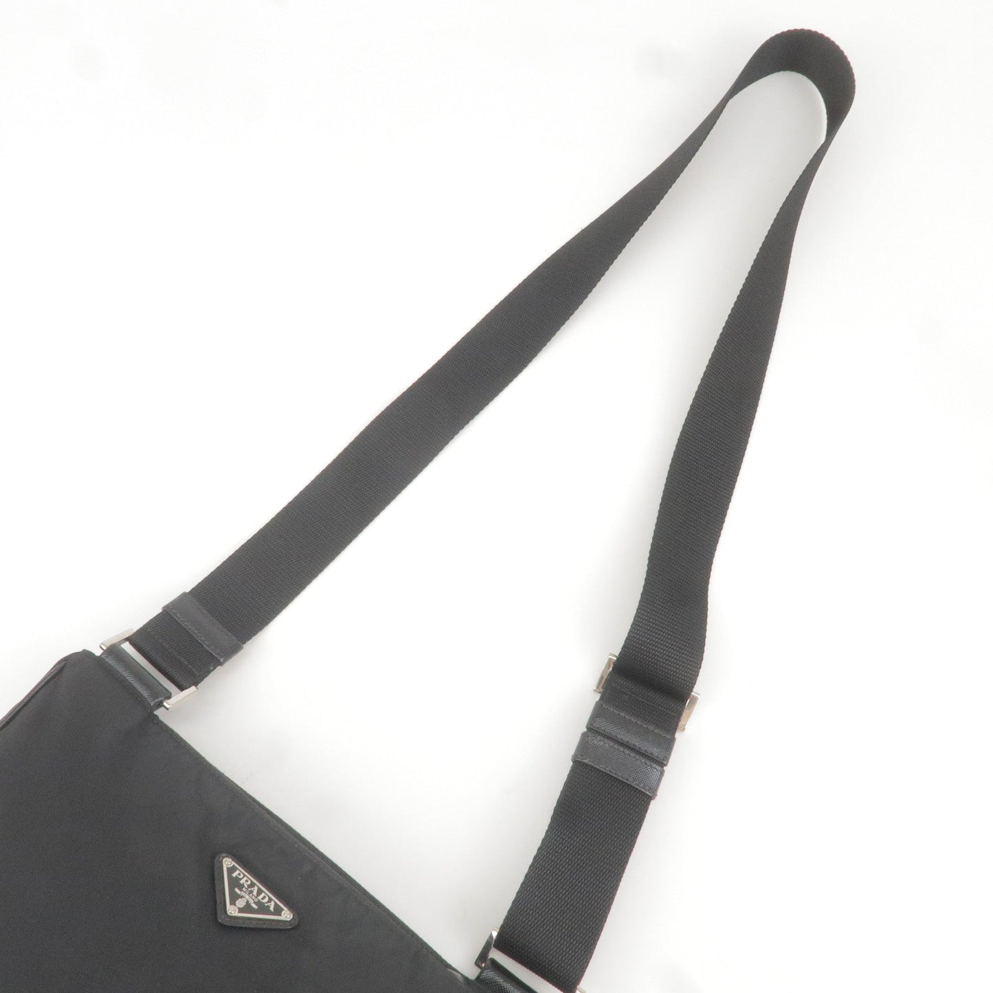 Prada Nylon Leather Shoulder Bag Purse Black NERO