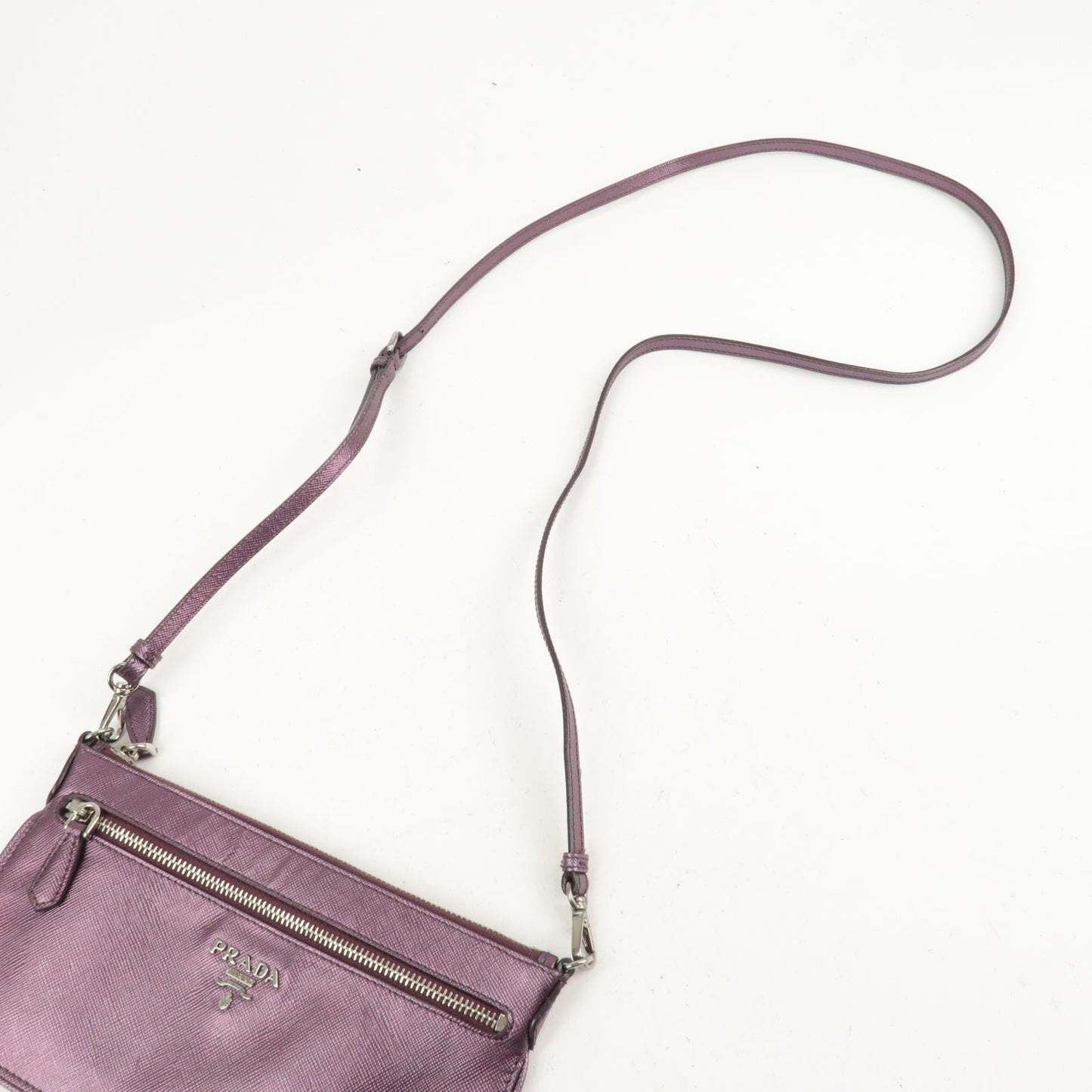 Prada Leather 2 Way Shoulder Bag Pouch Purple