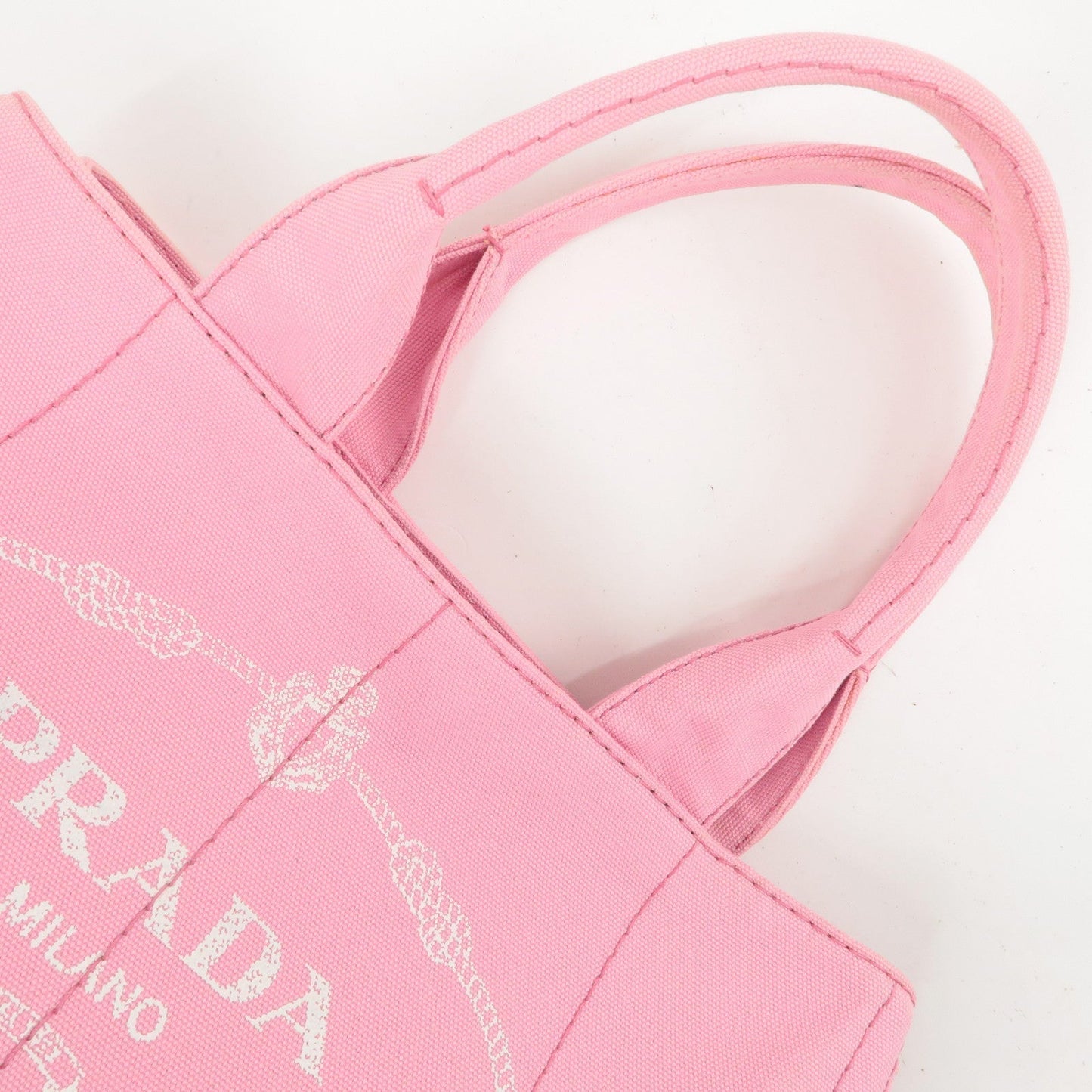 Prada Logo Canapa CanvasTote Bag Hand Bag Pink B1877B