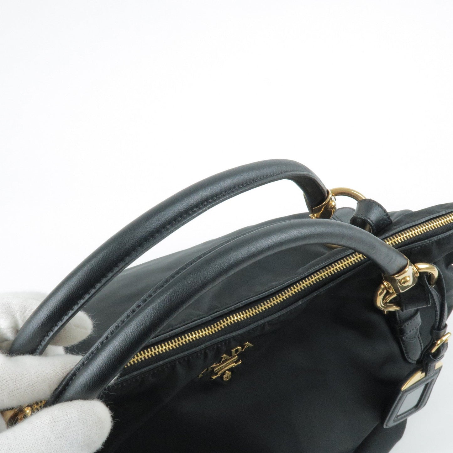 Prada Nylon Leather Shoulder Bag 2Way Bag NERO Black