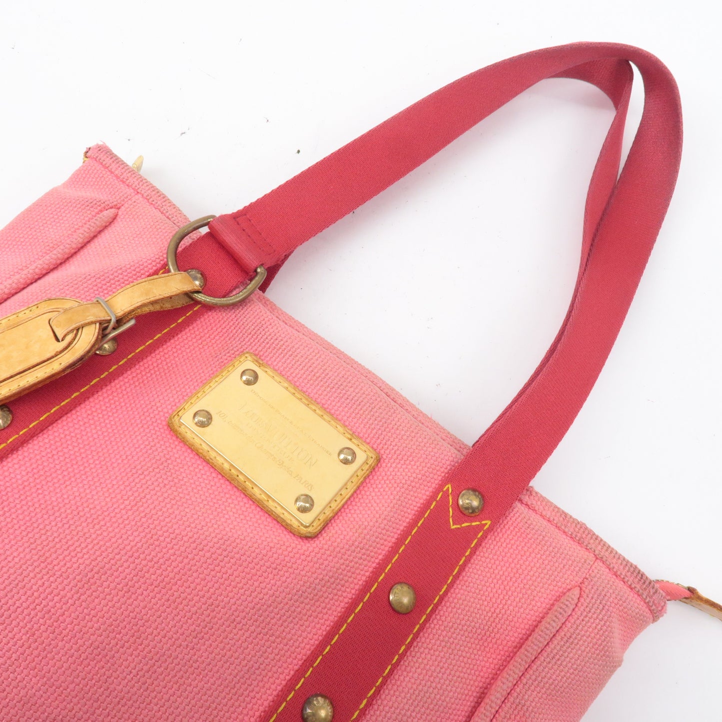 Louis Vuitton Antigua Cabas MM Canvas Tote Bag Rose M40085