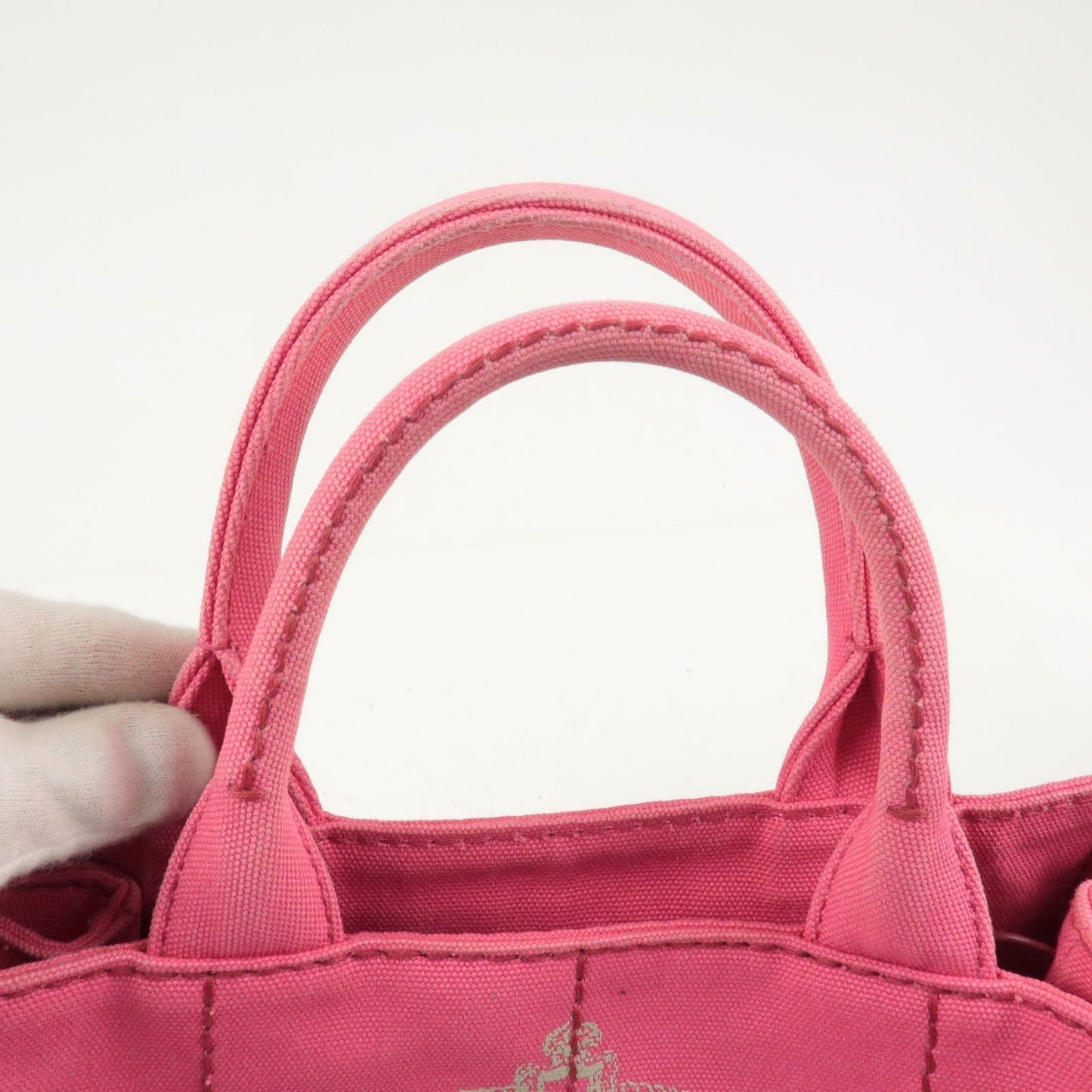 Prada Canapa Mini Canvas 2Way Tote Bag Pink 1BG439