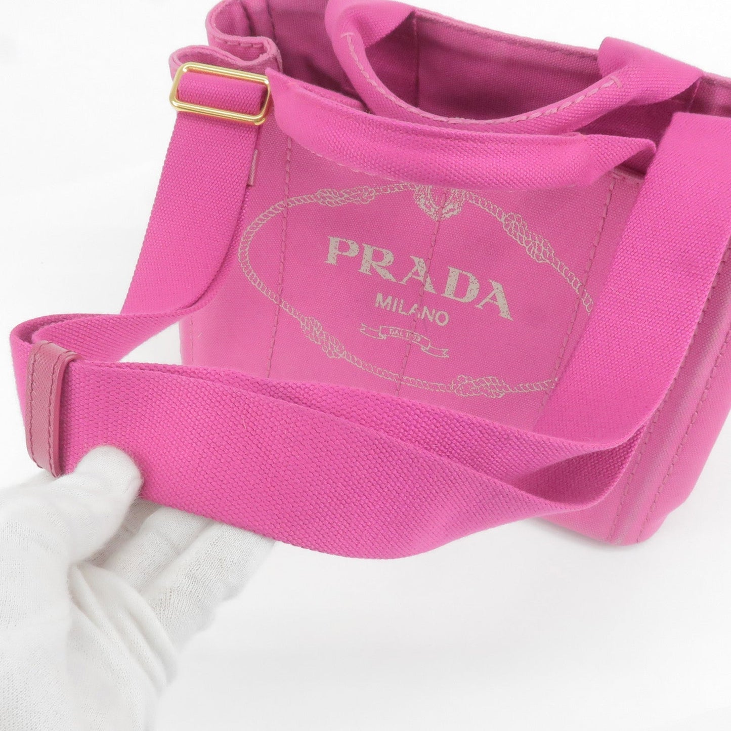 Prada Canapa Mini Canvas 2Way Bag Shoulder Bag Pink 1GB439