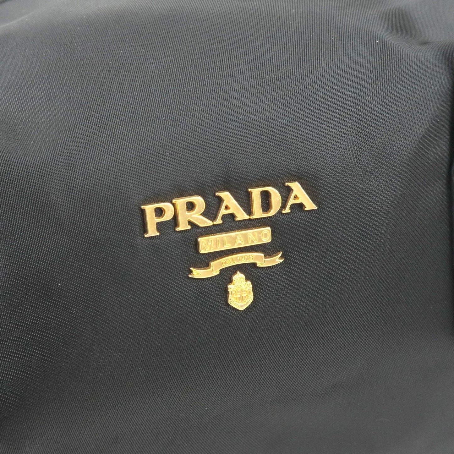 Prada Logo Nylon Leather Boston Bag Hand Bag Black BL0567