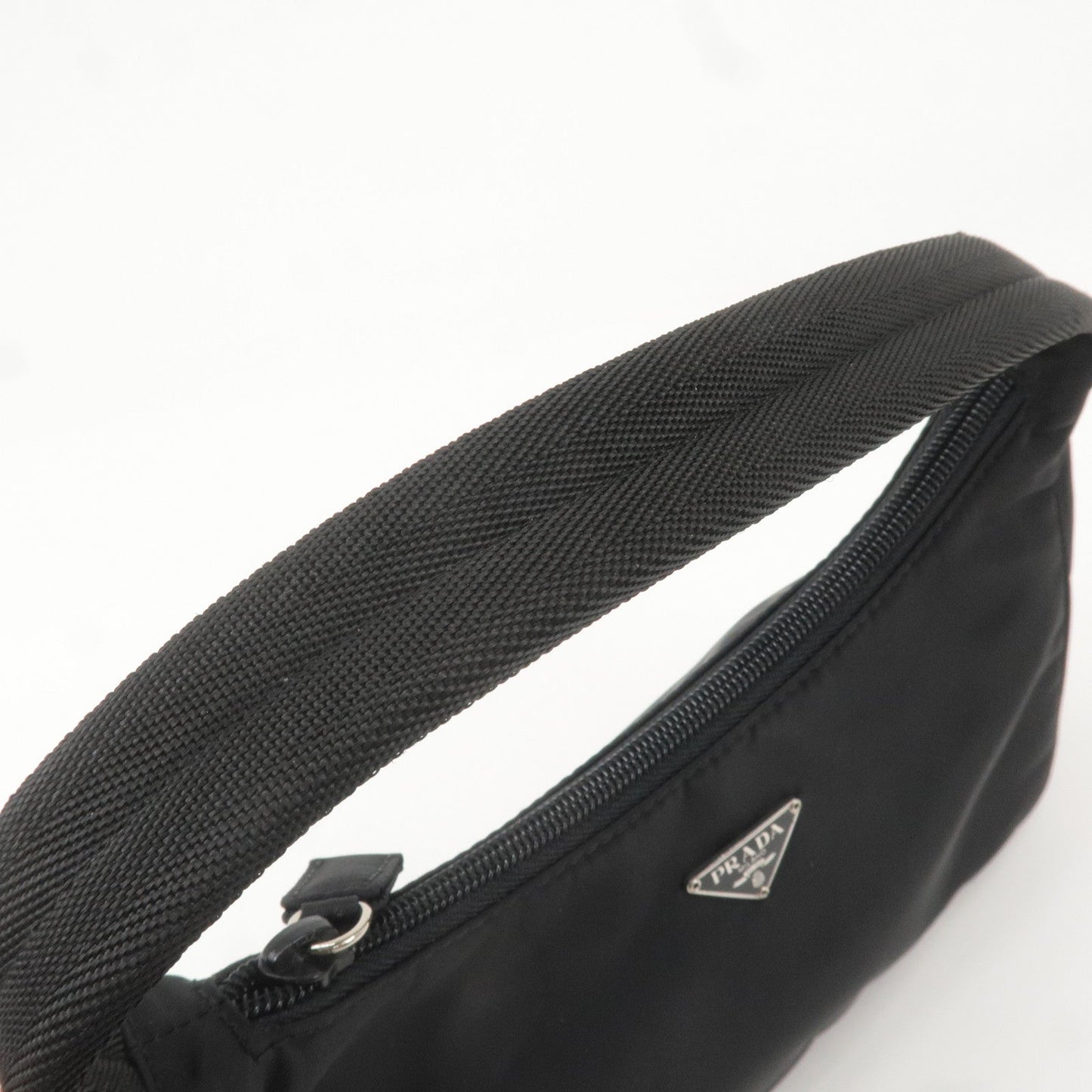 Prada Logo Nylon Hand Bag Shoulder Bag Pouch Purse Black MV515