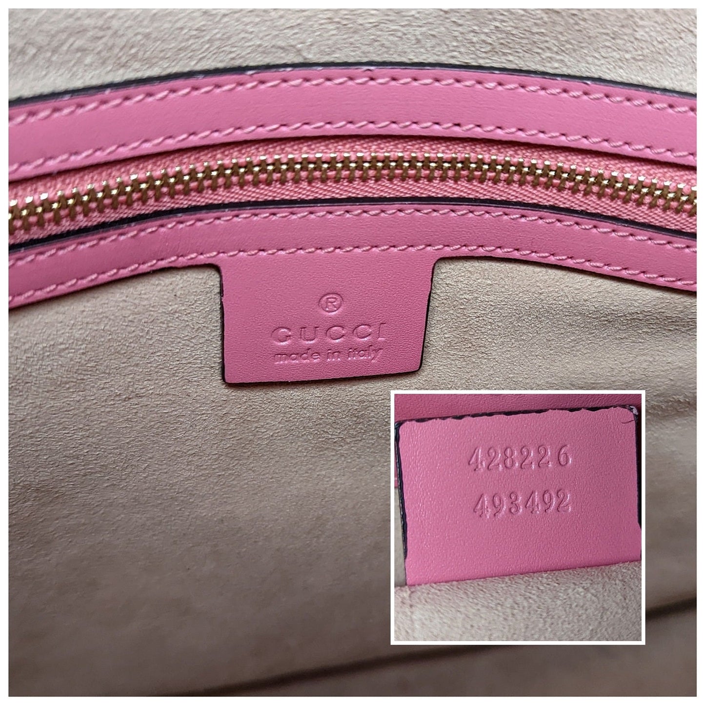 Gucci Pink Signature Guccissima Leather Top Handle Bag