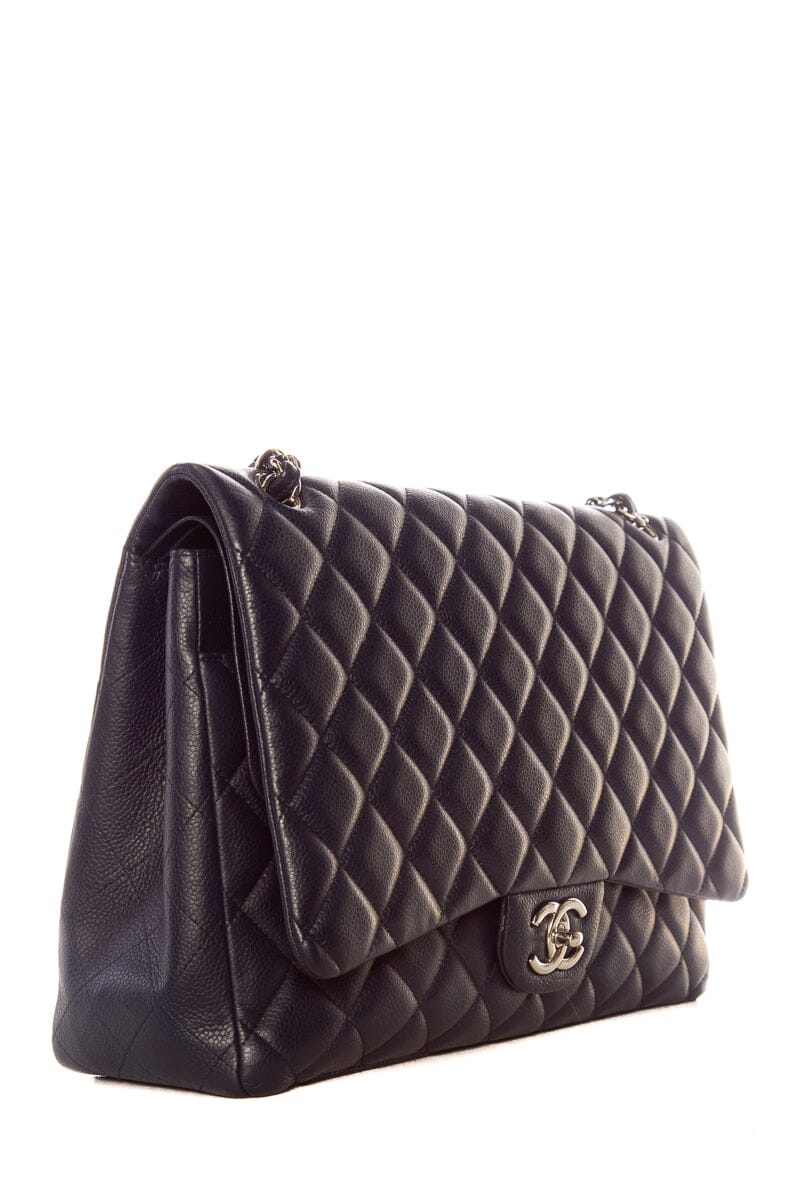 Chanel Midnight  Double Flap Caviar Maxi SHW Handbag