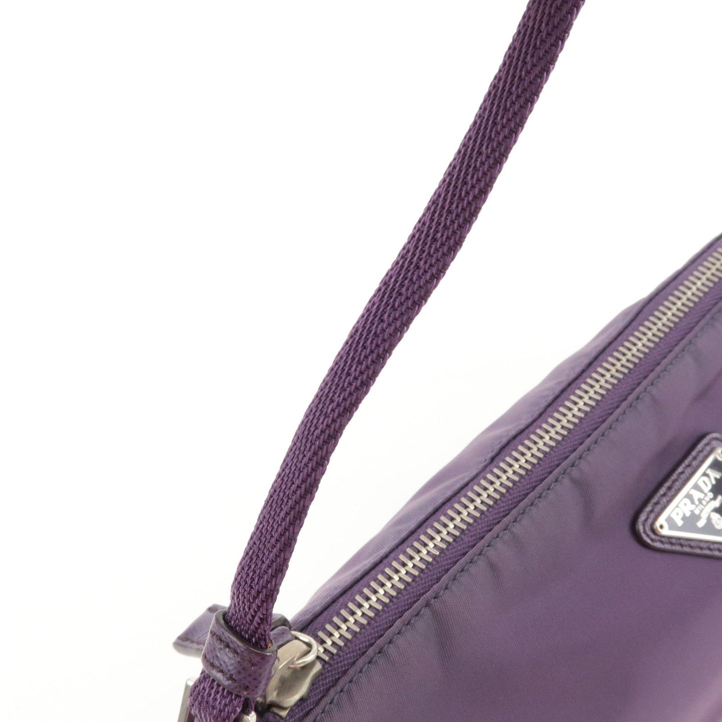 Prada Logo Nylon Hand Bag Purse Cosmetic Pouch Purple MV633