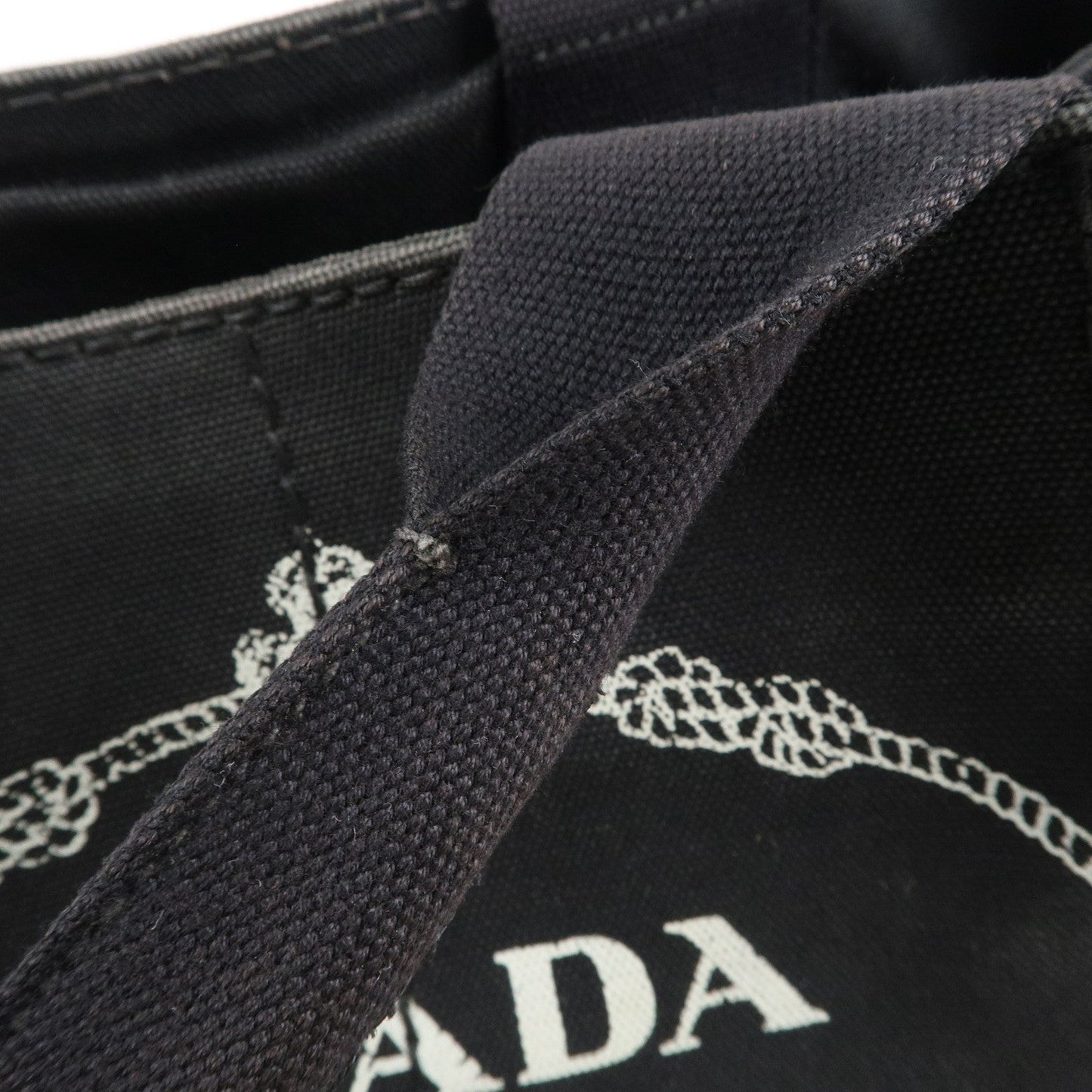 Prada Canapa Canvas Tote Bag Hand Bag Black B1877B