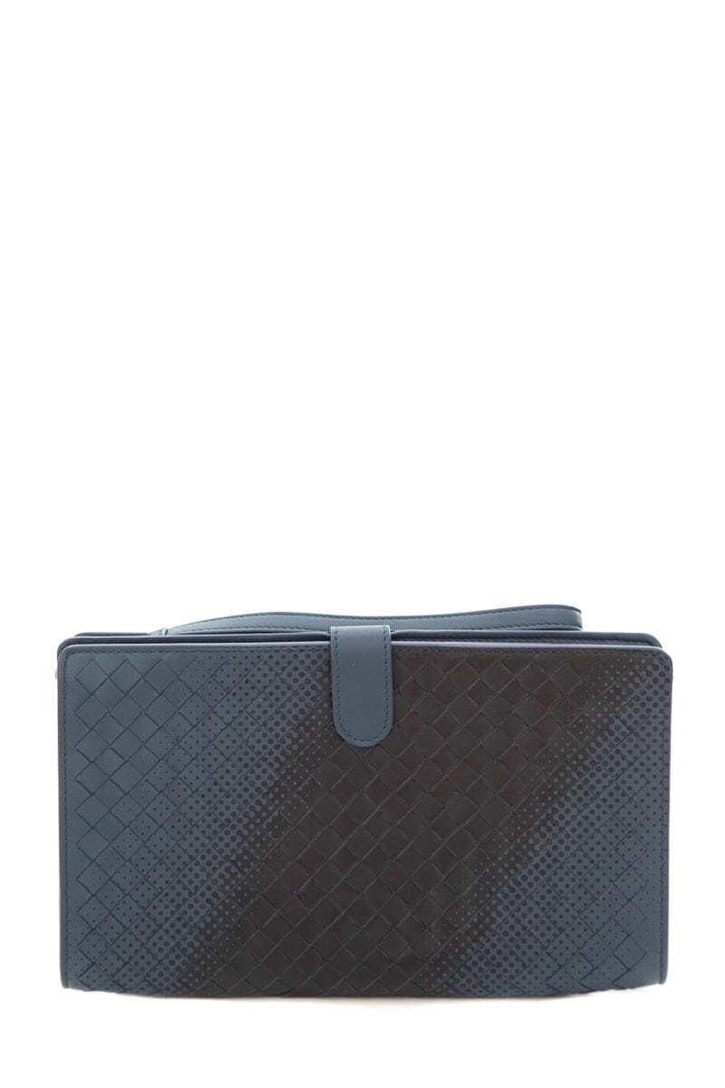 Bottega Veneta Intrecciato Blue & Black Graphic Clutch