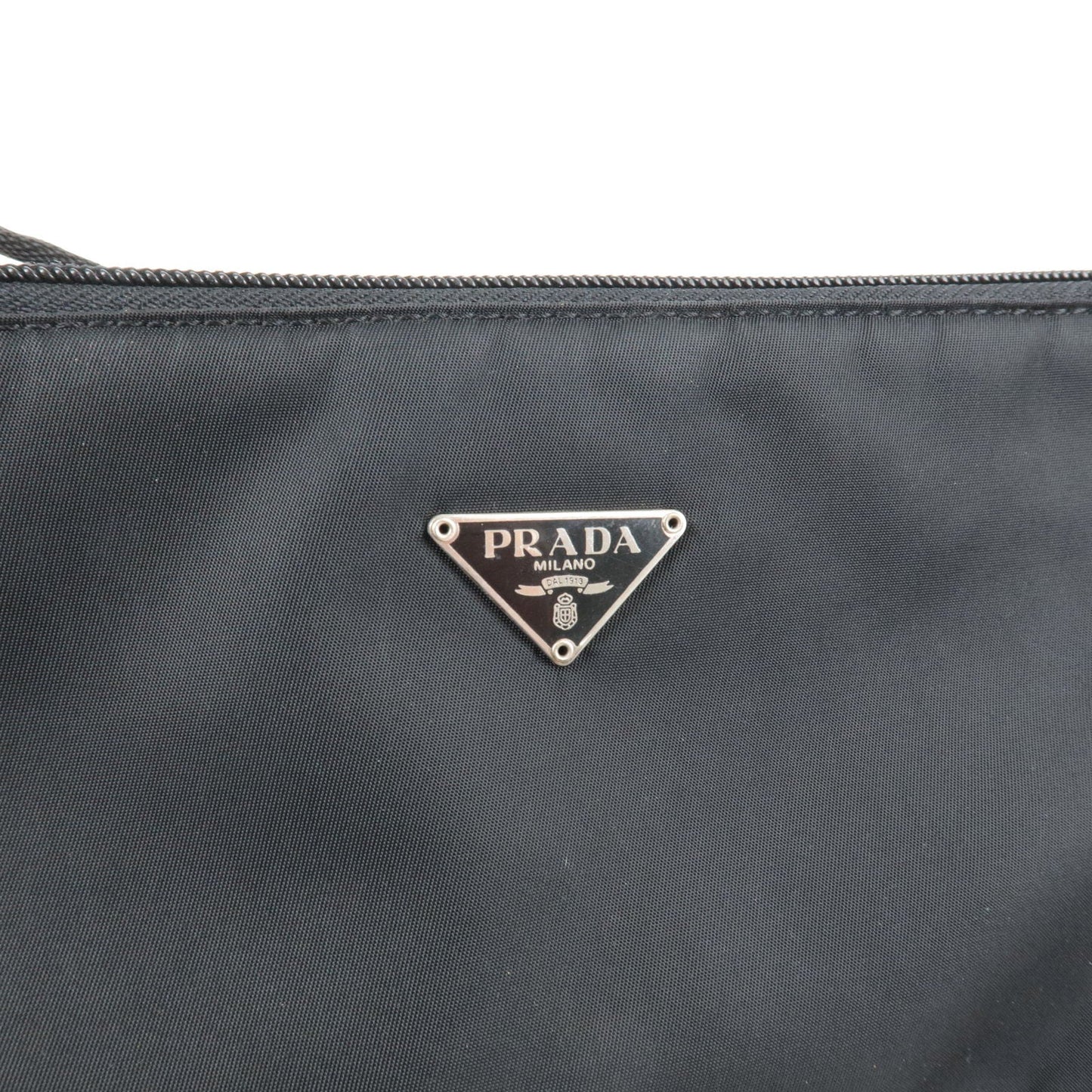 Prada Logo Nylon Hand Bag Pouch Purse Mini Bag NERO Black