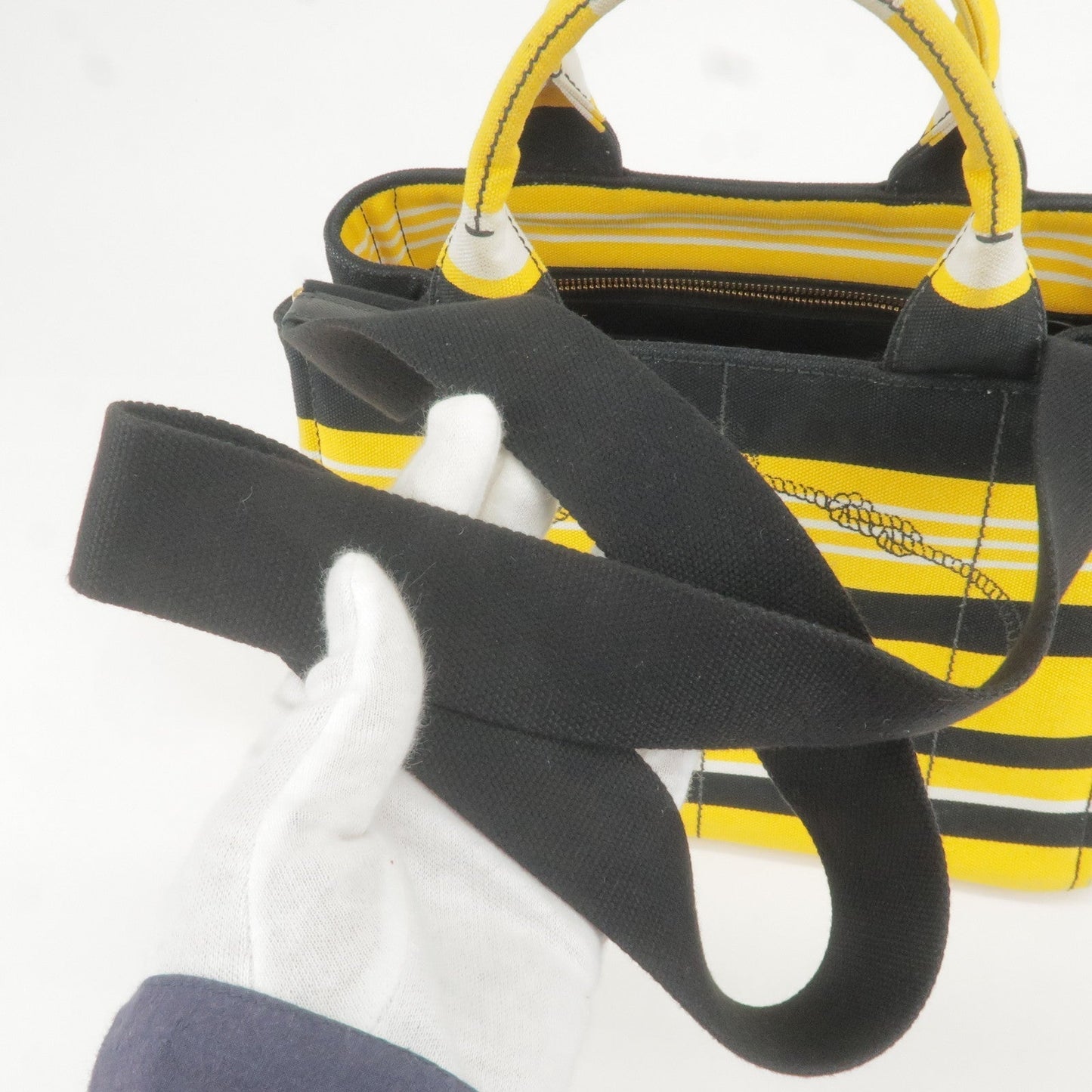 Prada Canapa Mini Canvas 2Way Bag Shoulder Bag Yellow Black B2439B