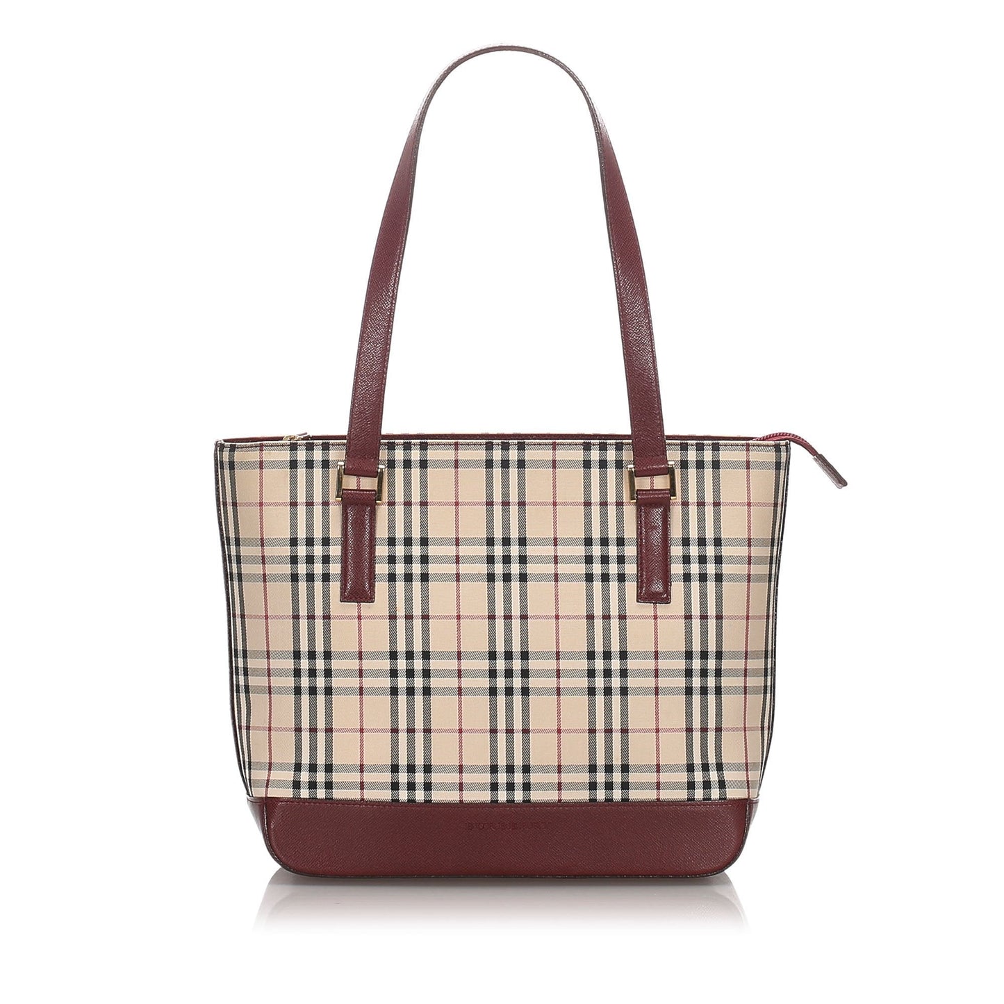 Pre-Loved Burberry Brown Beige Canvas Fabric House Check Tote Bag United Kingdom