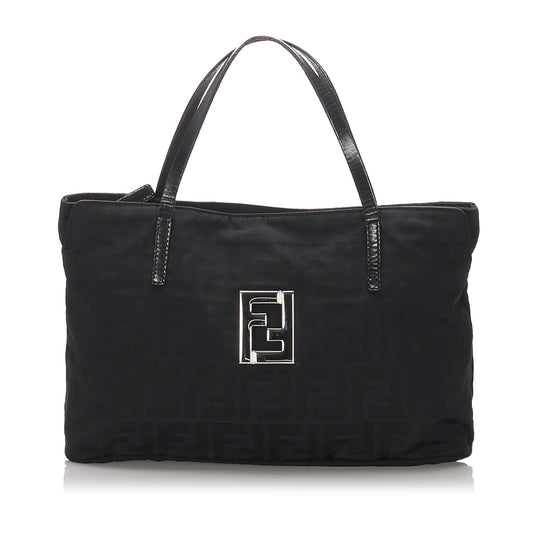 Pre-Loved Fendi Black Nylon Fabric Zucca Tote Bag Italy