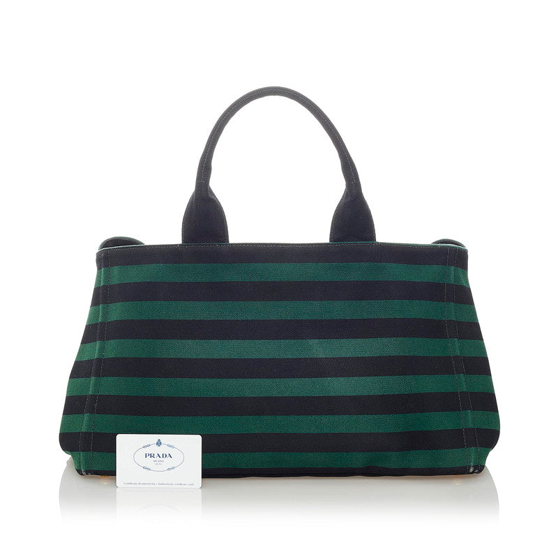 PRADA Striped Canapa Handbag