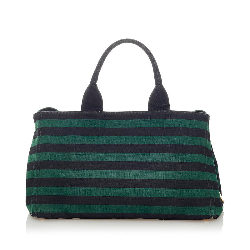 PRADA Striped Canapa Handbag